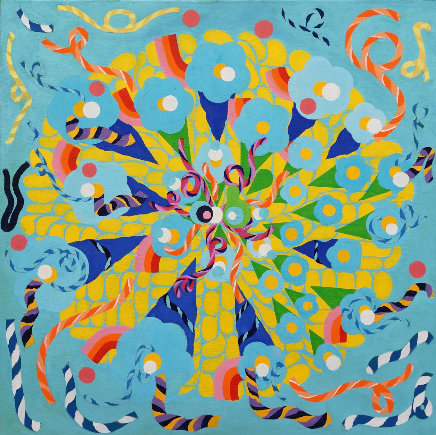 Carol John Abstract Painting - Bang on Turquoise 