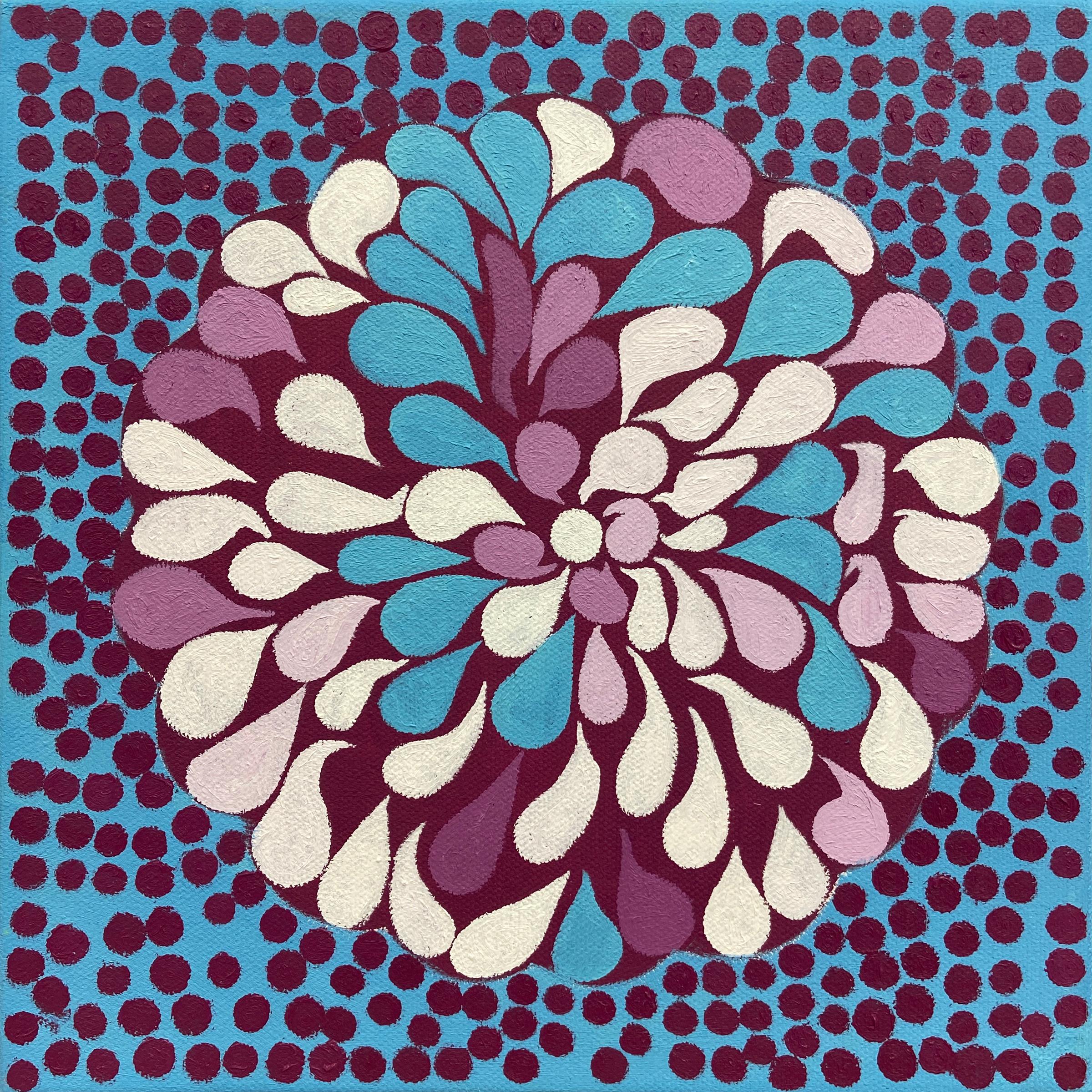 Abstract Painting di Carol John - 'Burst No. 12' - astratto - motivo - pop - botanico - colorato
