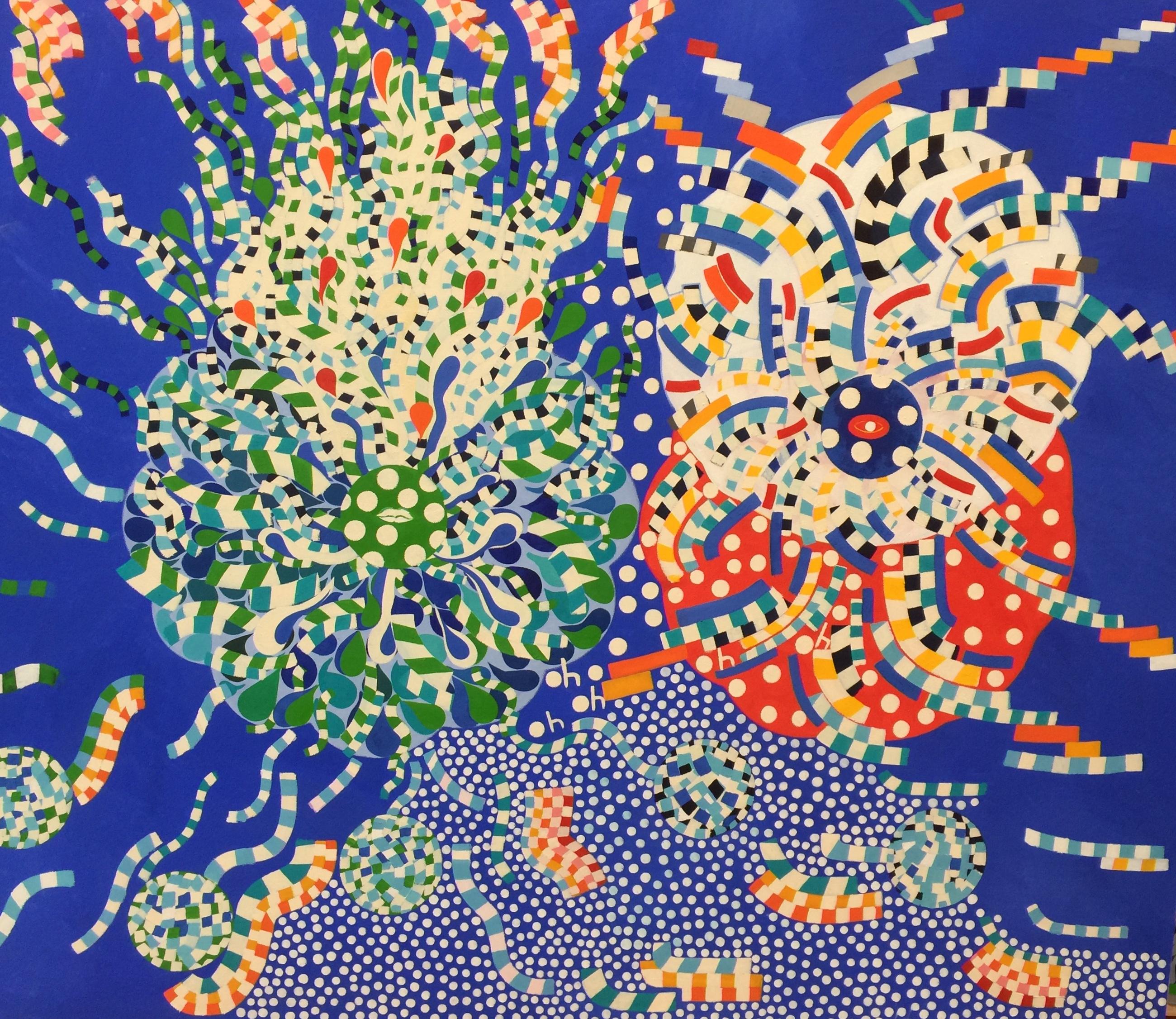 Carol John Pop Art Oil Painting on Canvas 'Dominos' For Sale at 1stDibs