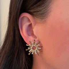 Carol Kauffmann Baguette Set Colorless Diamond and 18 Karat Gold Earrings, 2020s