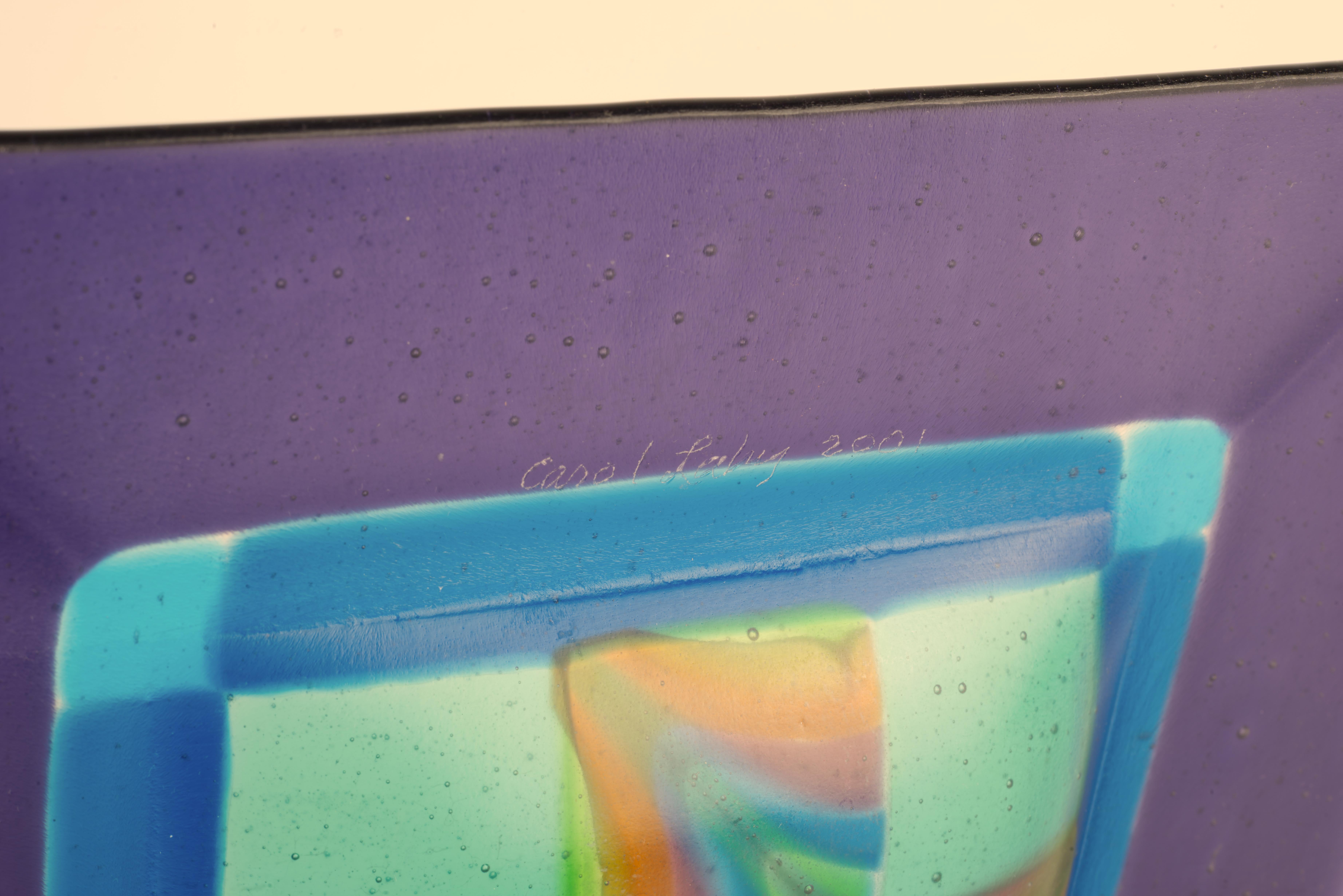 Carol Lahy Fused Art Glass dekorative quadratische Videopoche oder Aschenbecher, signiert (21. Jahrhundert und zeitgenössisch) im Angebot