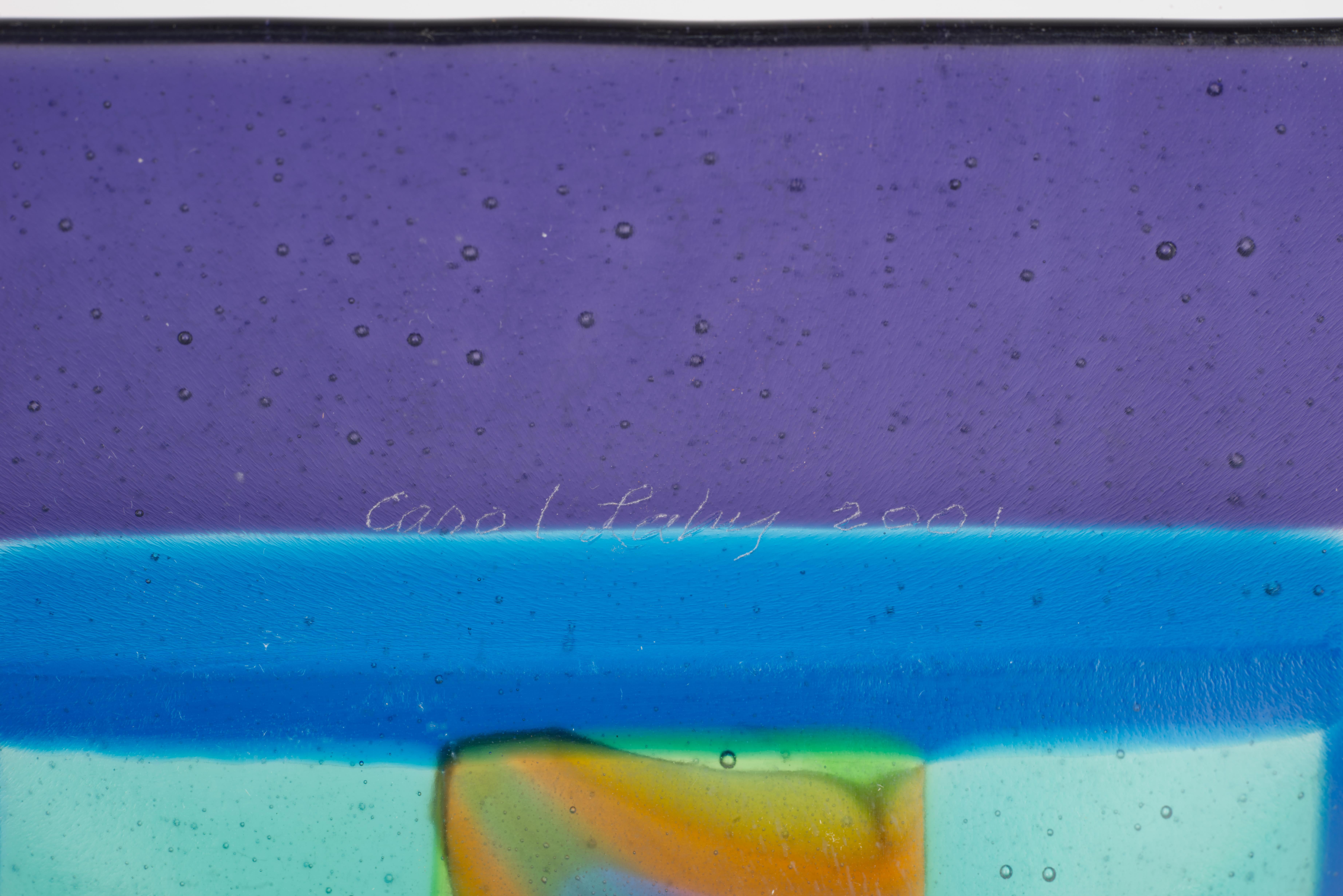Carol Lahy Fused Art Glass dekorative quadratische Videopoche oder Aschenbecher, signiert (Glaskunst) im Angebot