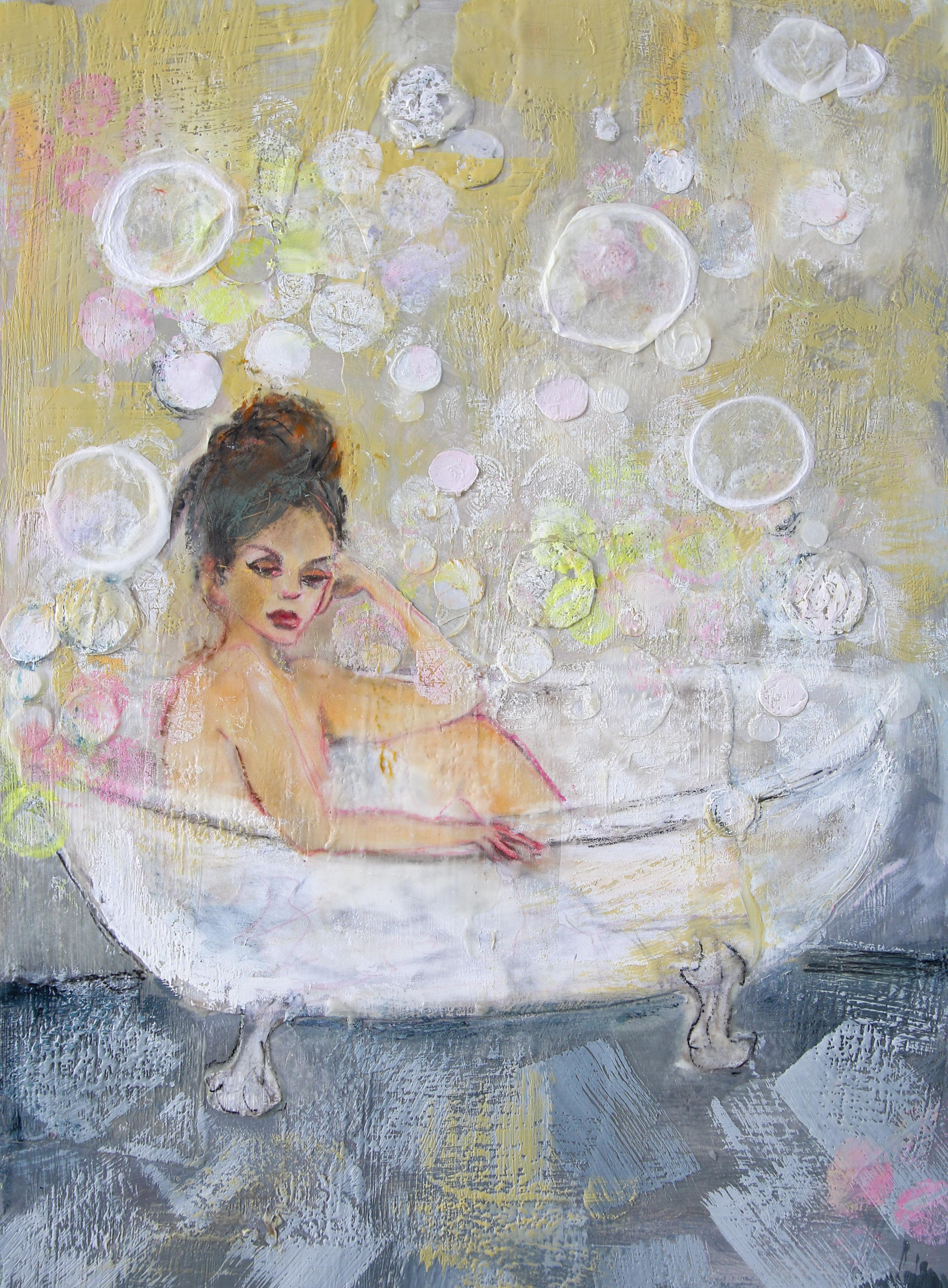 Carol Magnatta Figurative Painting – Schaumbad