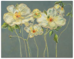 White Roses on Grey