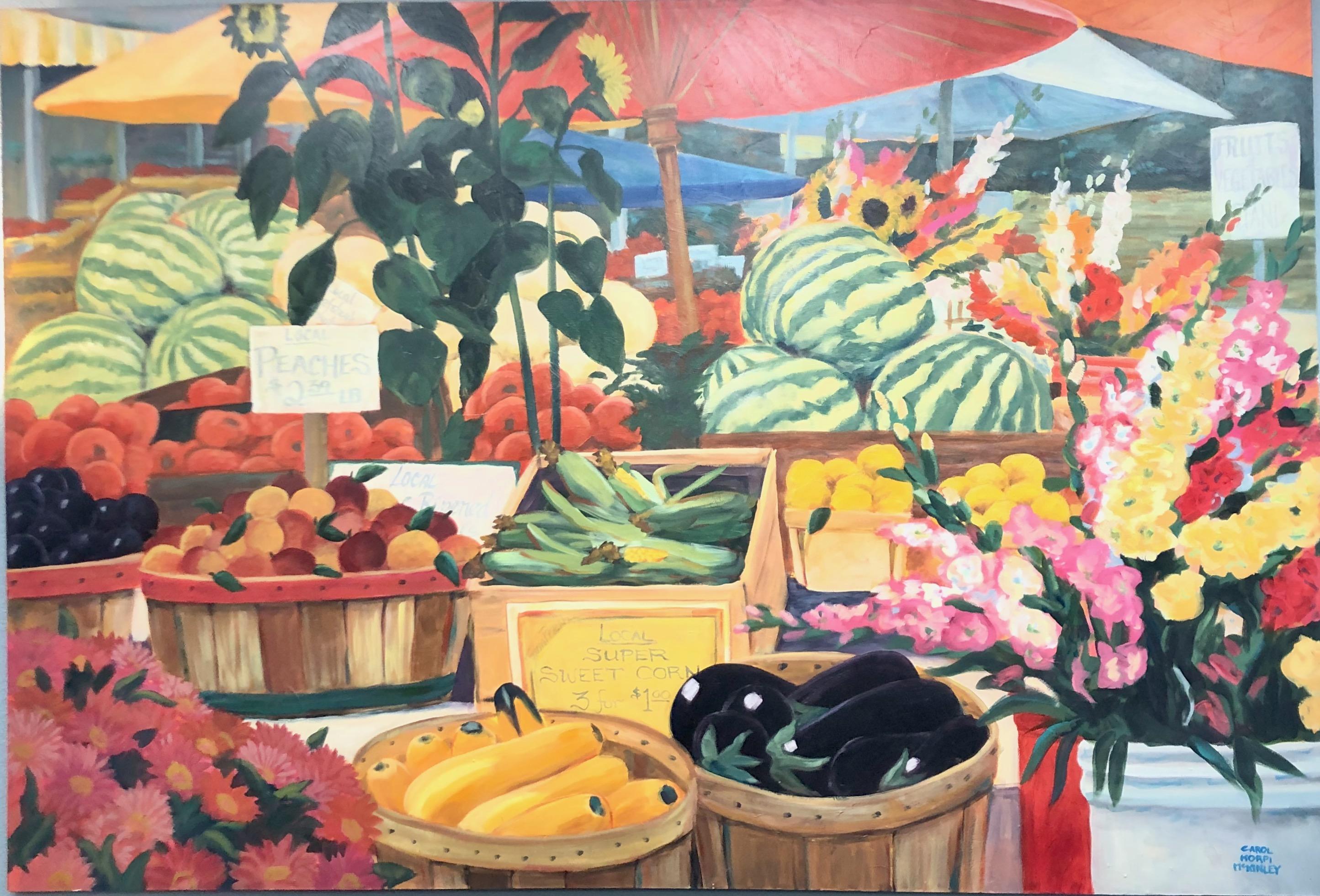 Obstmarkt Großes Stilleben Gemälde  im Angebot 4