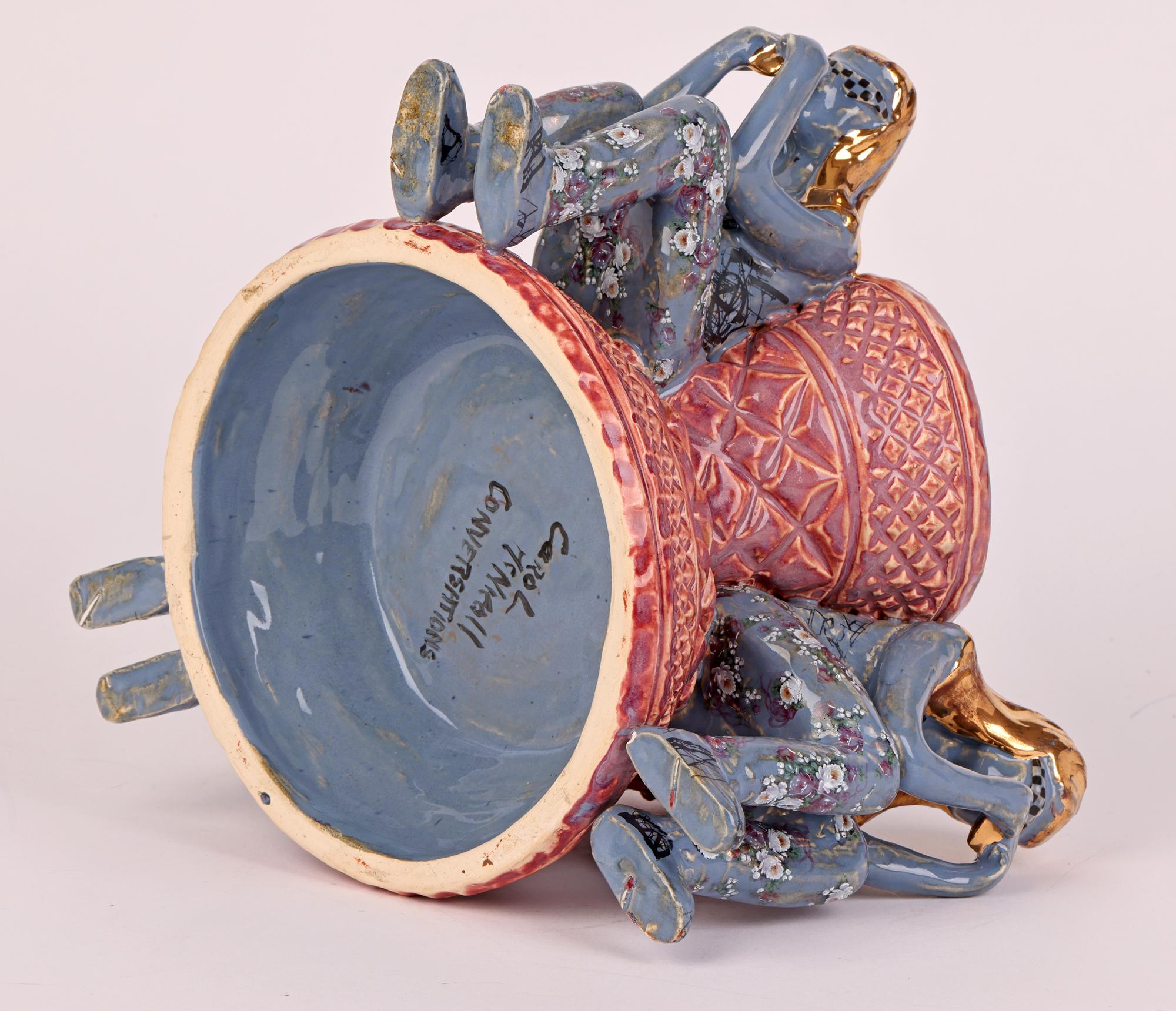 Carol McNicoll Studio Pottery Figural Bowl Titled Conversations 2