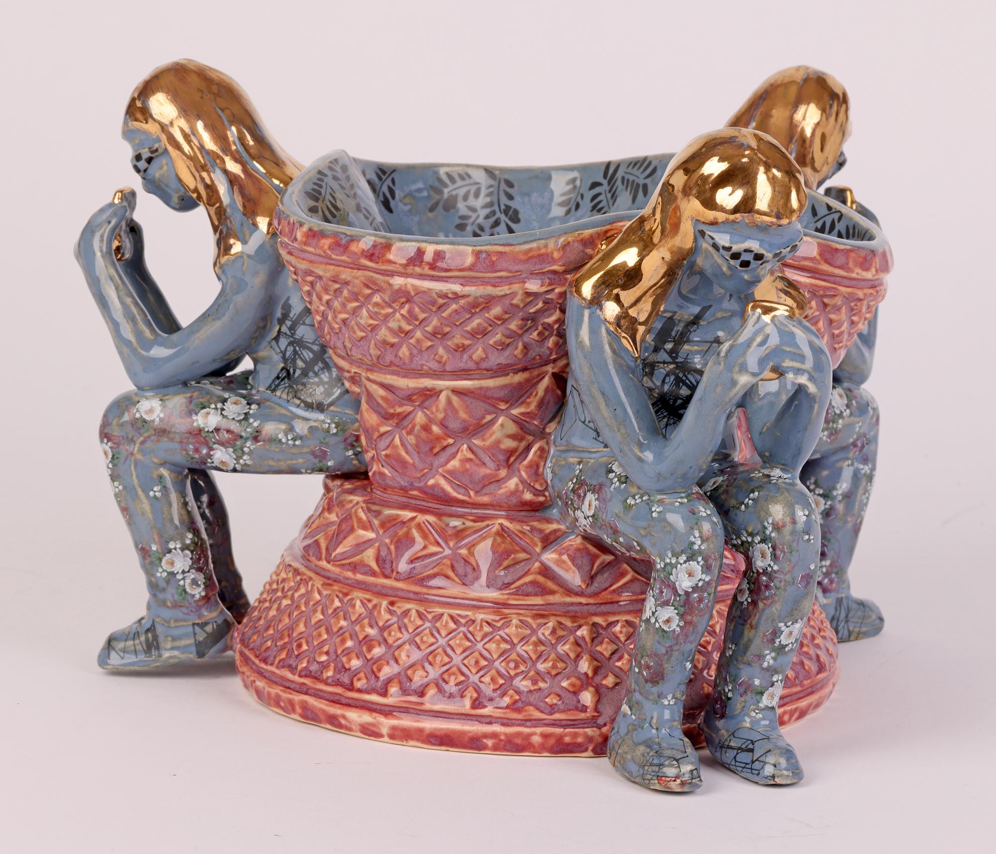 Carol McNicoll Studio Pottery Figural Bowl Titled Conversations 3