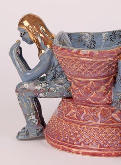 Carol McNicoll Studio Pottery Figural Bowl Titled Conversations