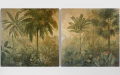 Used CONTEMPORARY Fine Art Diptyh Landscape Jungle Spanish Artist Carol Moreno