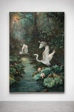 Large Naturalistic Wetland Landscape Painting by Carol Moreno Contemporary