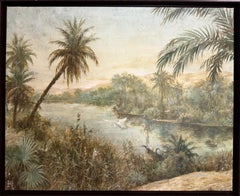 Naturalistic Tropical River Landscape Painting by Carol Moreno Painting Nature