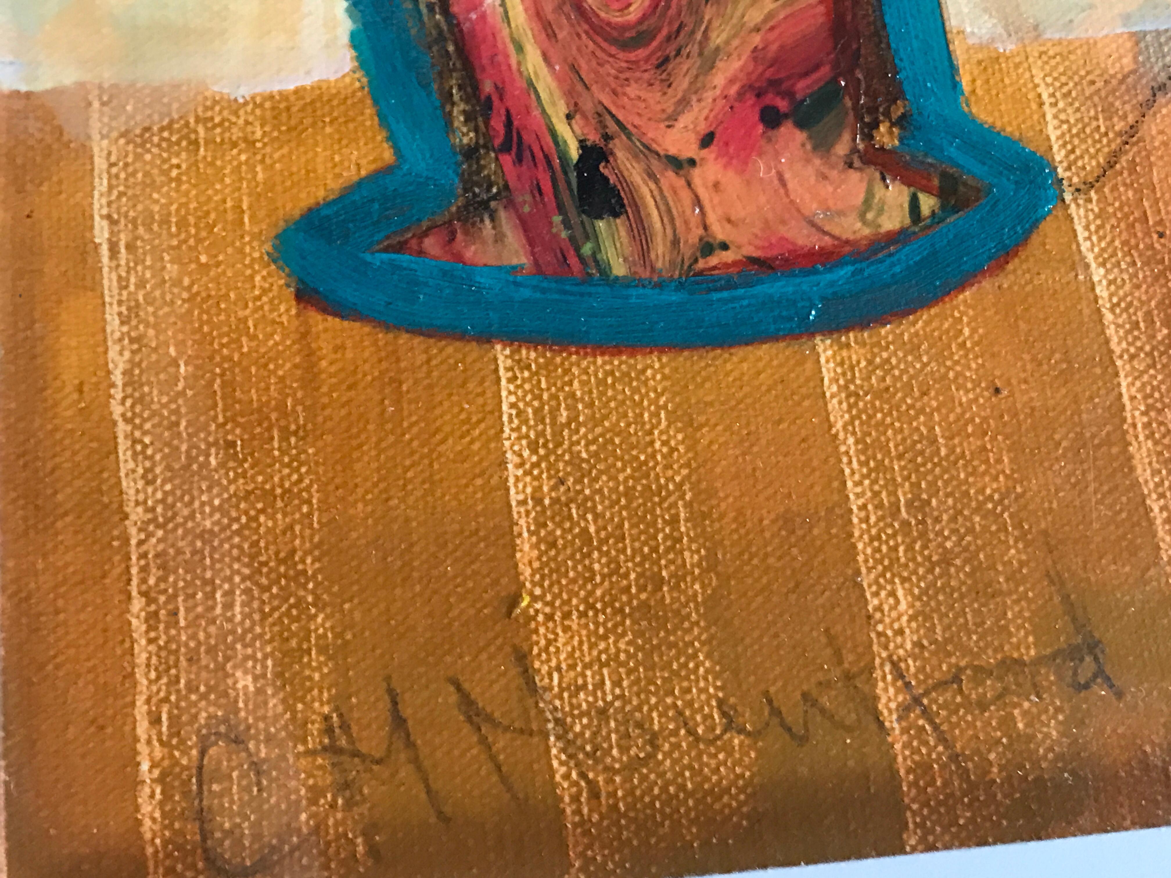 Vaso Elefante, Quadro originale, Impressionismo moderno, Arte floreale, Arancione, Vaso 5