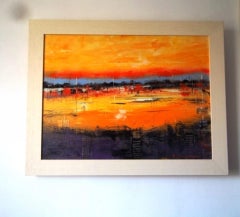 Summer Beach, Carol Mountford, Original Abstract Landscape Painting