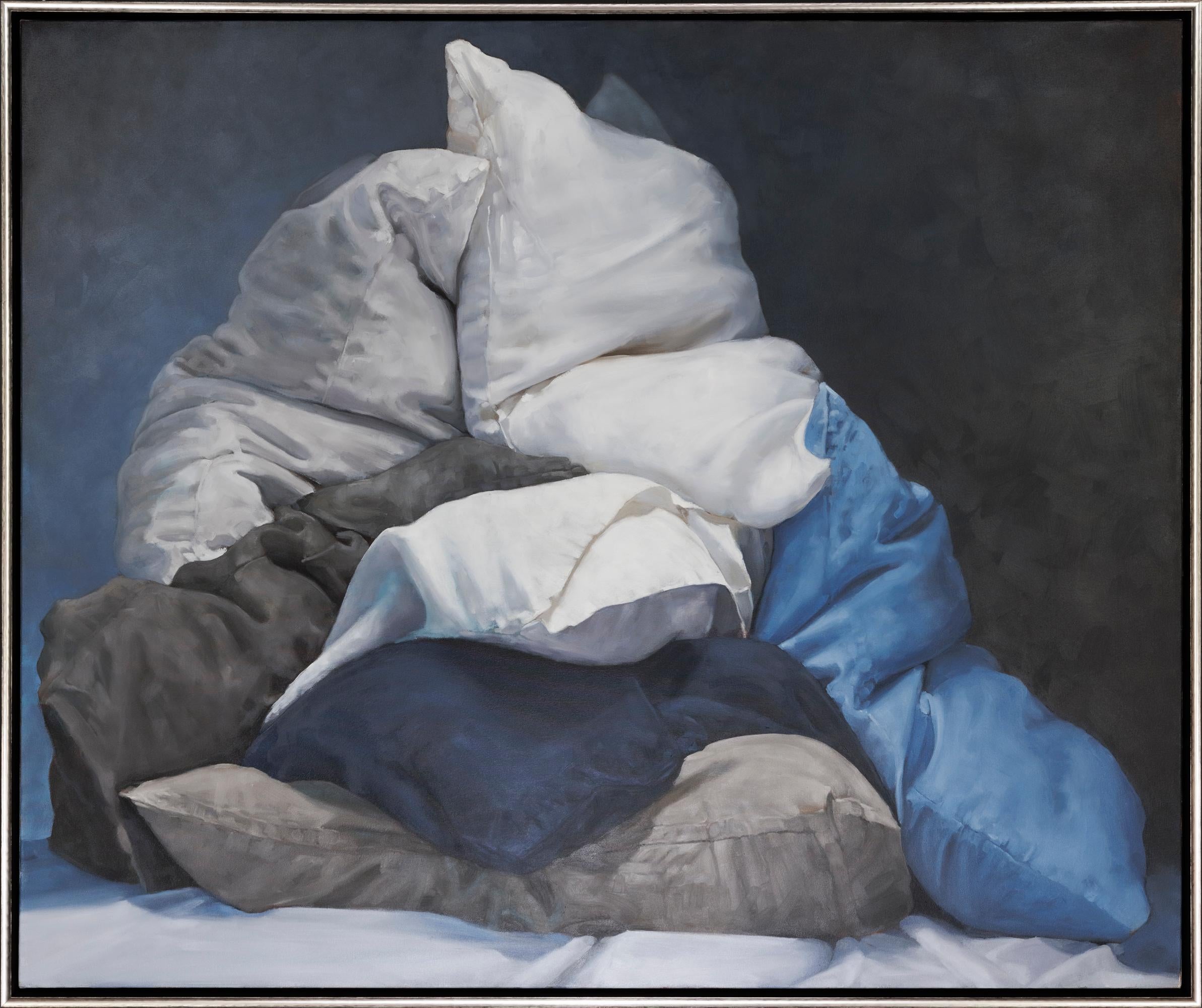 Still-Life Painting di Carol O'Malia - "Sistema di sostegno" Cuscini contemporanei Olio su tela con cornice