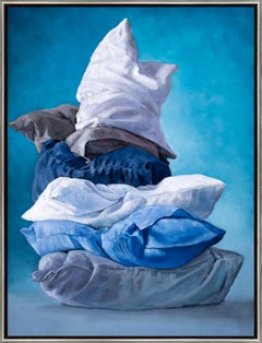 "The Climb" Realistic Pillow Still-Life with Dramatic Blue Background