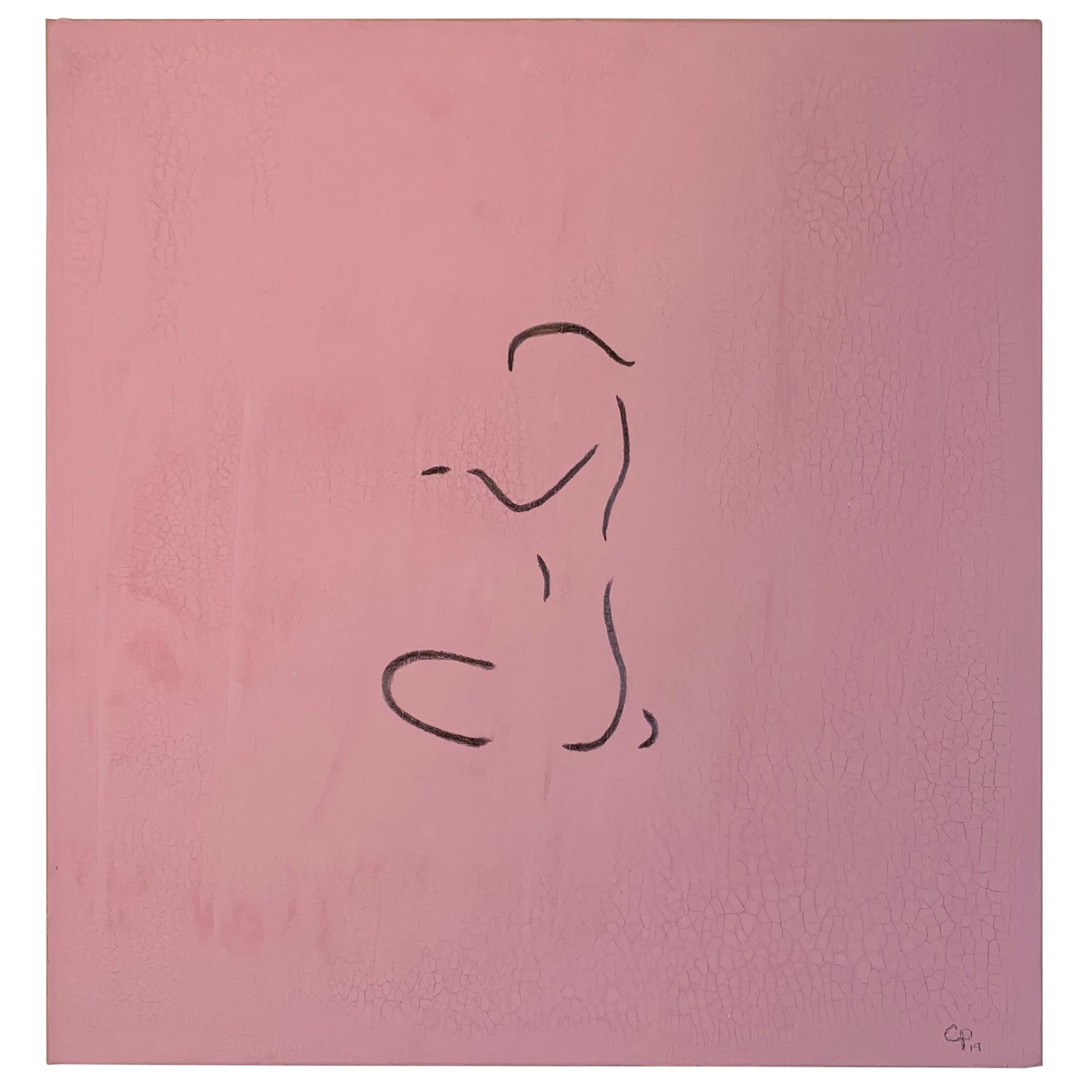 Carol Post, "Figure on Pink", Venetian Plaster and Graphite