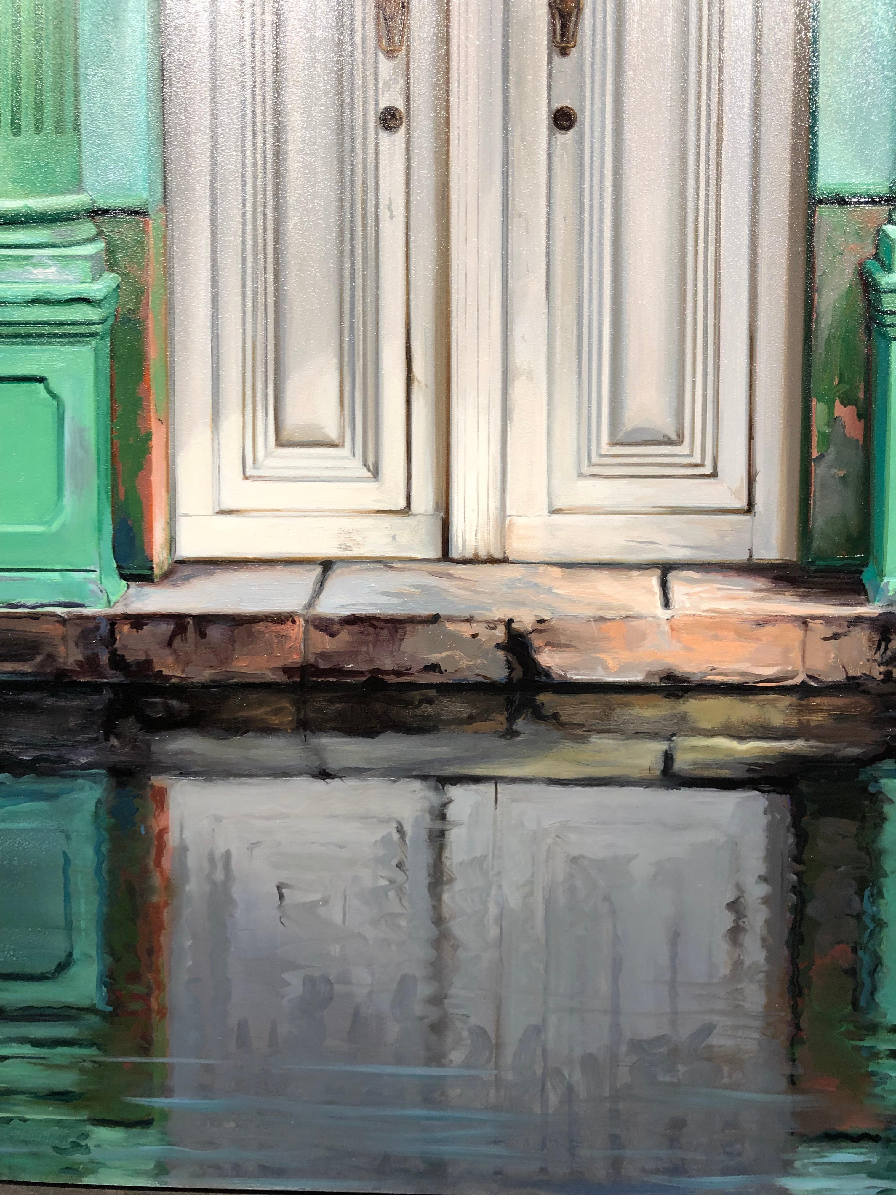 The architectural facade of Carol Pylant's painting entitled 