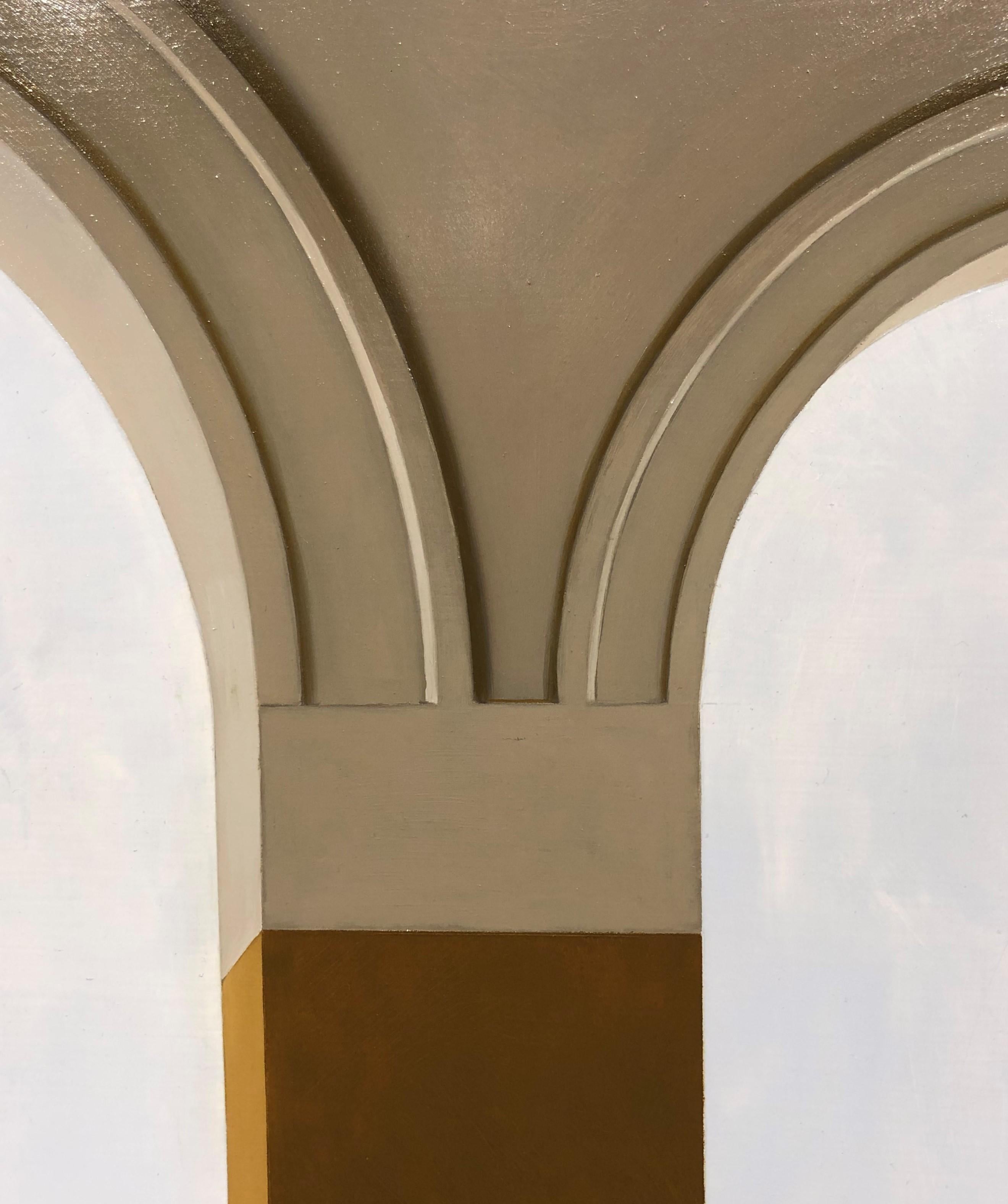 Before the End - Architectural Arches with Wooded Landscape & Dogs, Oil Painting 1