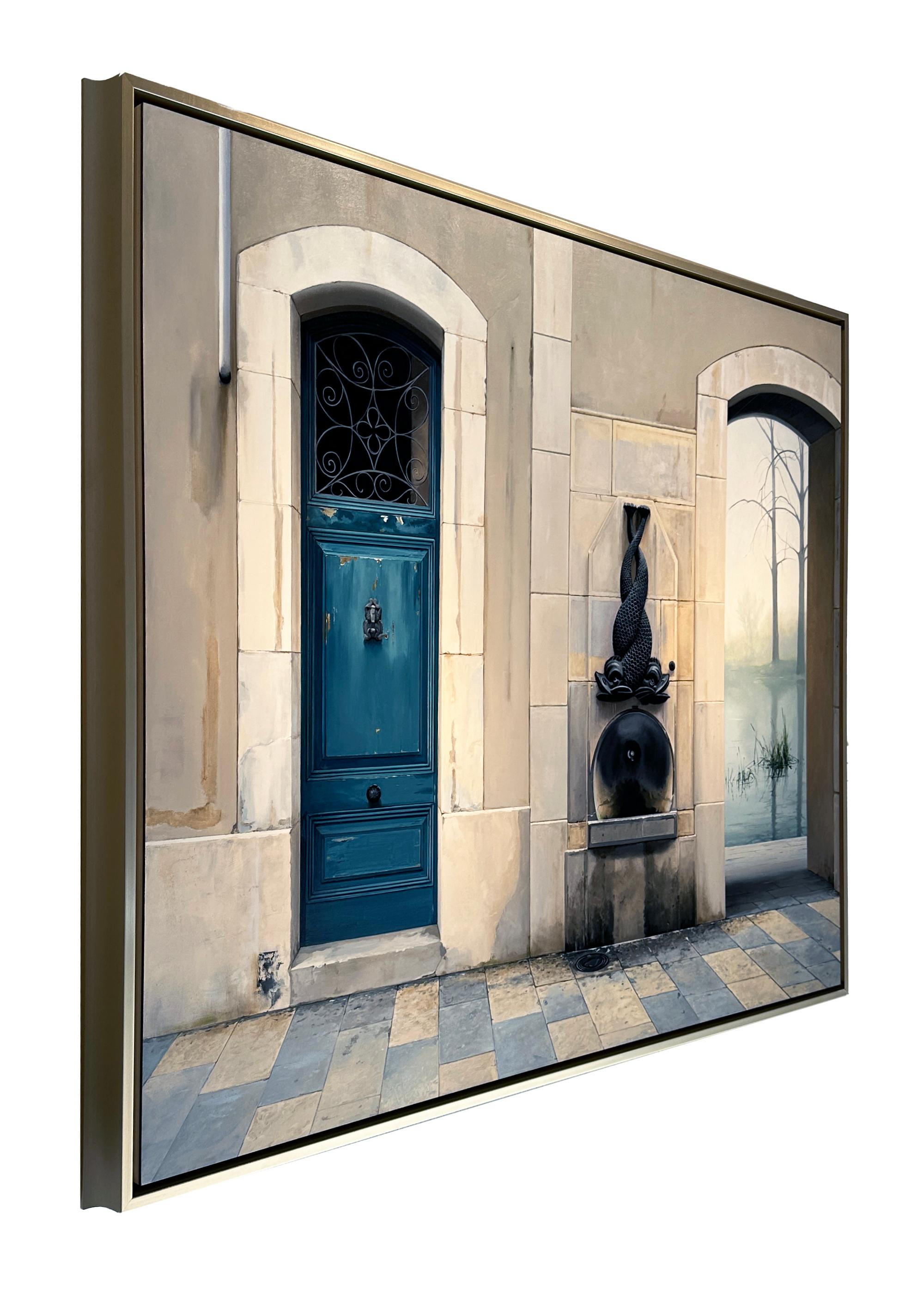 Equipoise (A State of Equilibrium) - Architectural Imagery, Oil on Panel, Framed For Sale 3