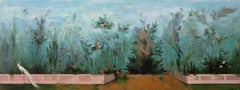 Il Muro, Large Scale Gardenscape Inspired by Ancient Roman Frescos, Oil on Panel