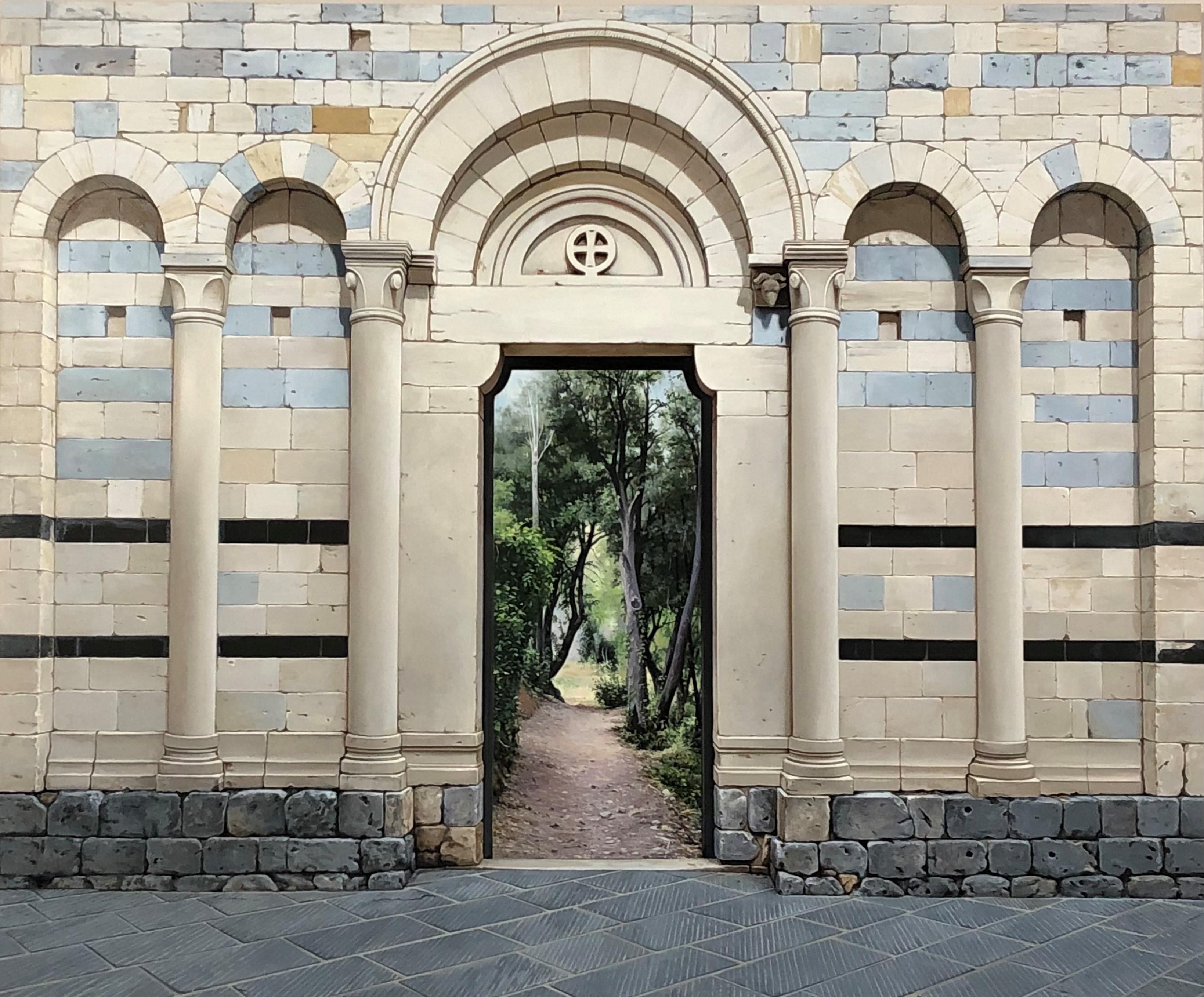 La Prima Pietra-Ancient Architectural Arched Doorways Leading to Lush Landscape