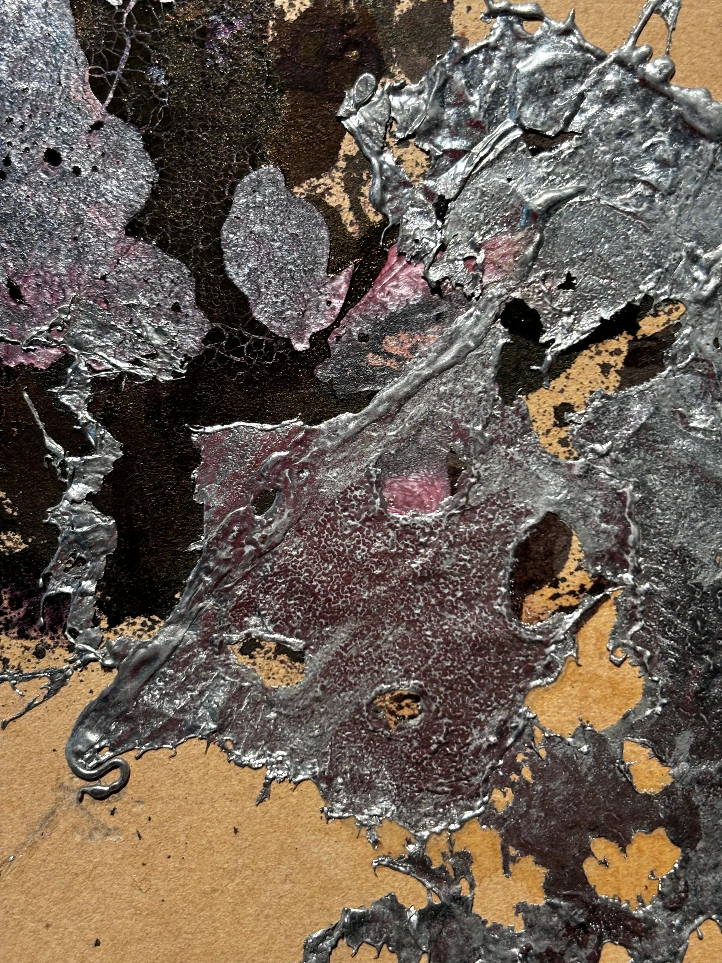 senza titolo  , inchiostro , nero, rosa  e metallo fuso 1964 cm. 44 x 34 3
