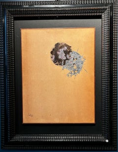 senza titolo  , inchiostro , nero, rosa  e metallo fuso 1964 cm. 44 x 34
