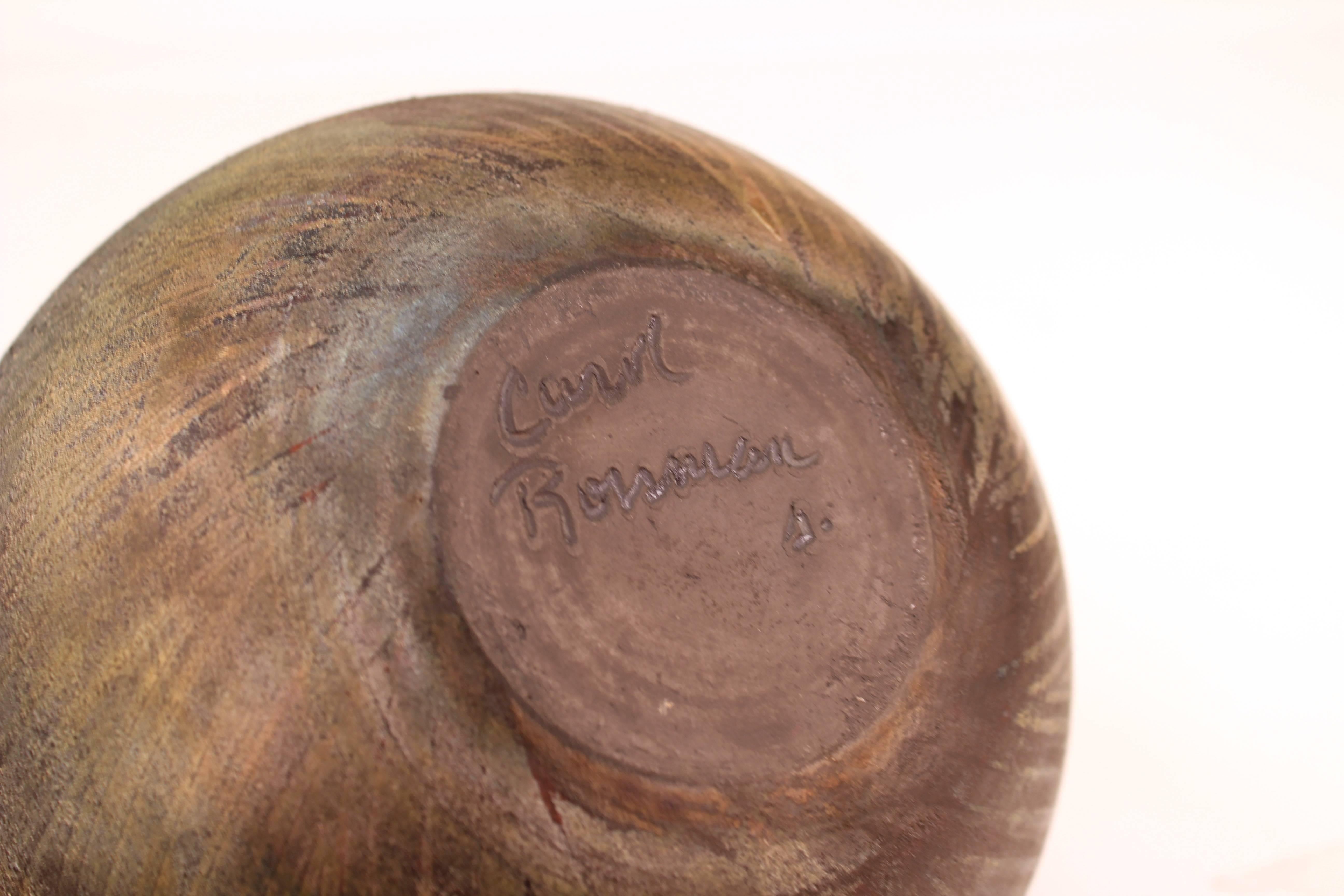 20th Century Carol Rossman Raku-Fired Ceramic Bowl, Signed