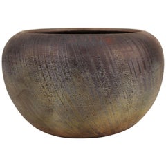 Vintage Carol Rossman Raku-Fired Ceramic Bowl, Signed