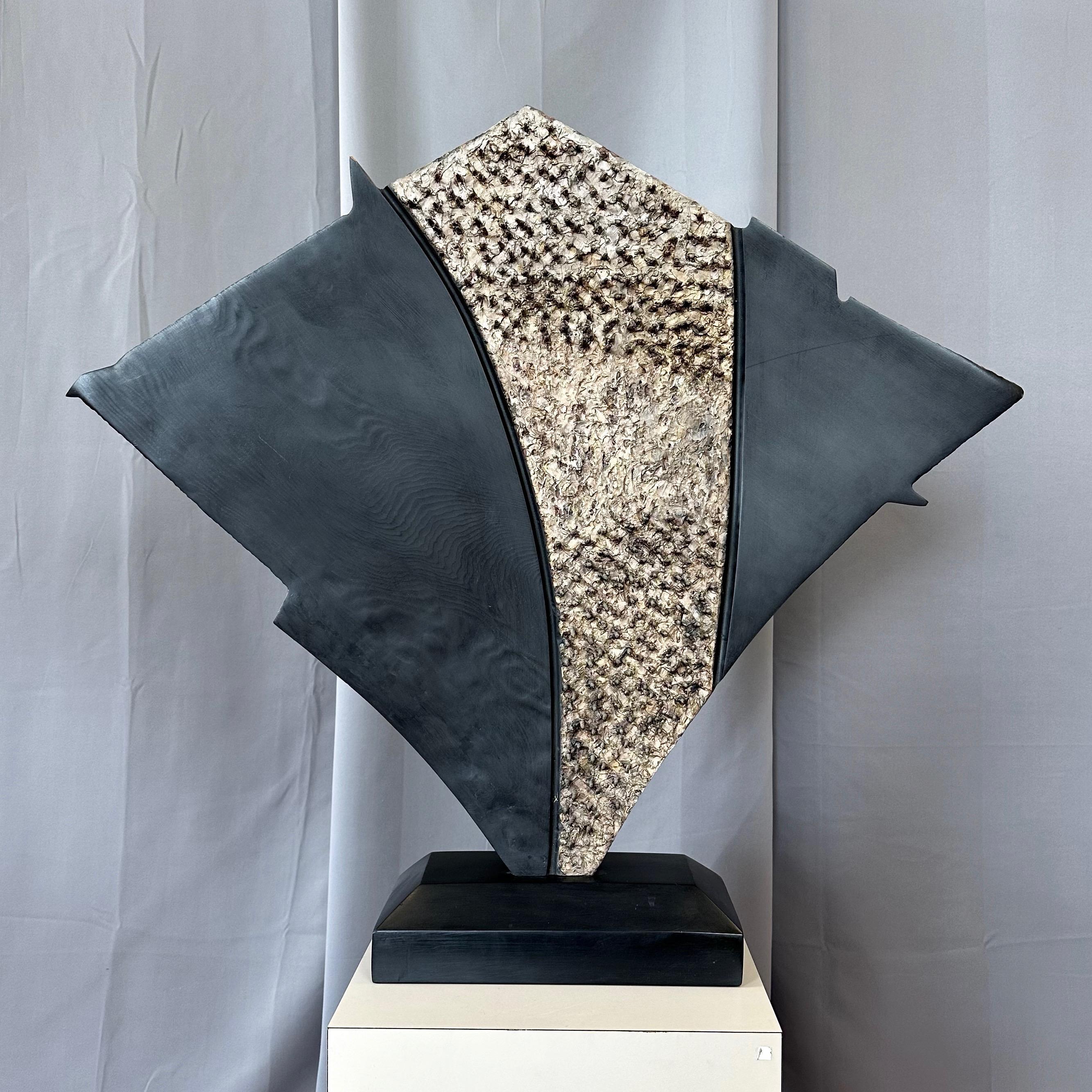 Metal Carol Setterlund, “Martyr’s Shield”, Abstract Mixed-Media Wood Sculpture, 1980s For Sale