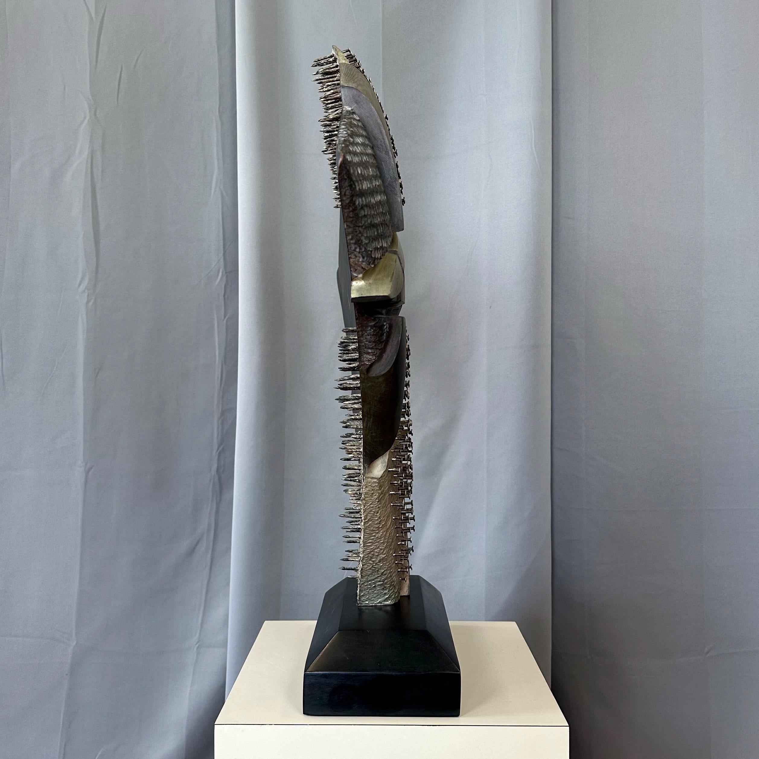 Carol Setterlund, “Martyr’s Shield”, Abstract Mixed-Media Wood Sculpture, 1980s For Sale 1