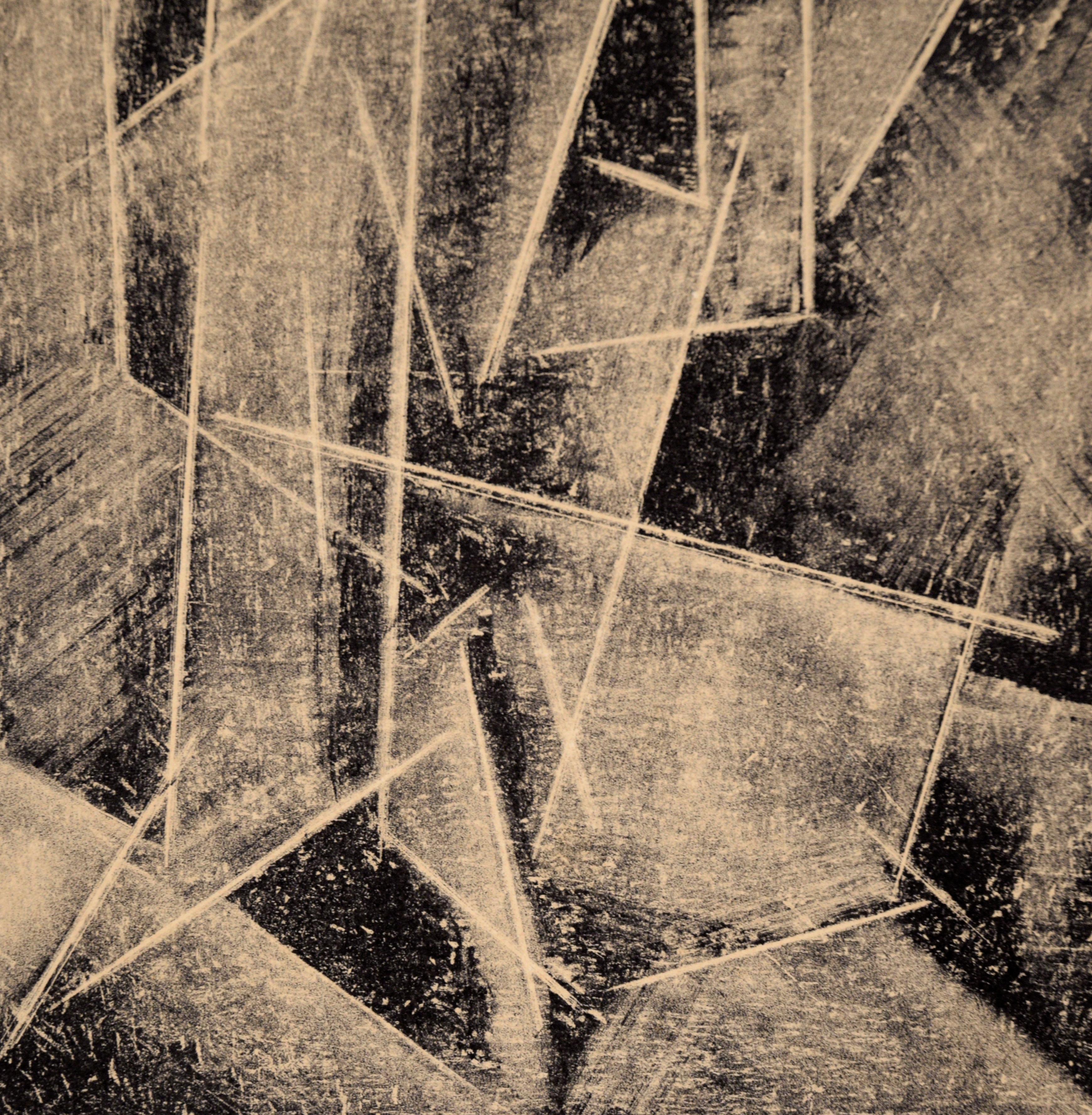 Abstrakte geometrische Radierung von Carol Shaw mit geometrischem Muster im Angebot 4