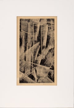 Vertical Geometric Abstract Etching by Carol Shaw