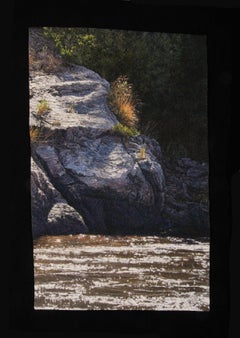 "Gentle Waters", Contemporary, Brodé, Landscape, Waterscape, Encadré