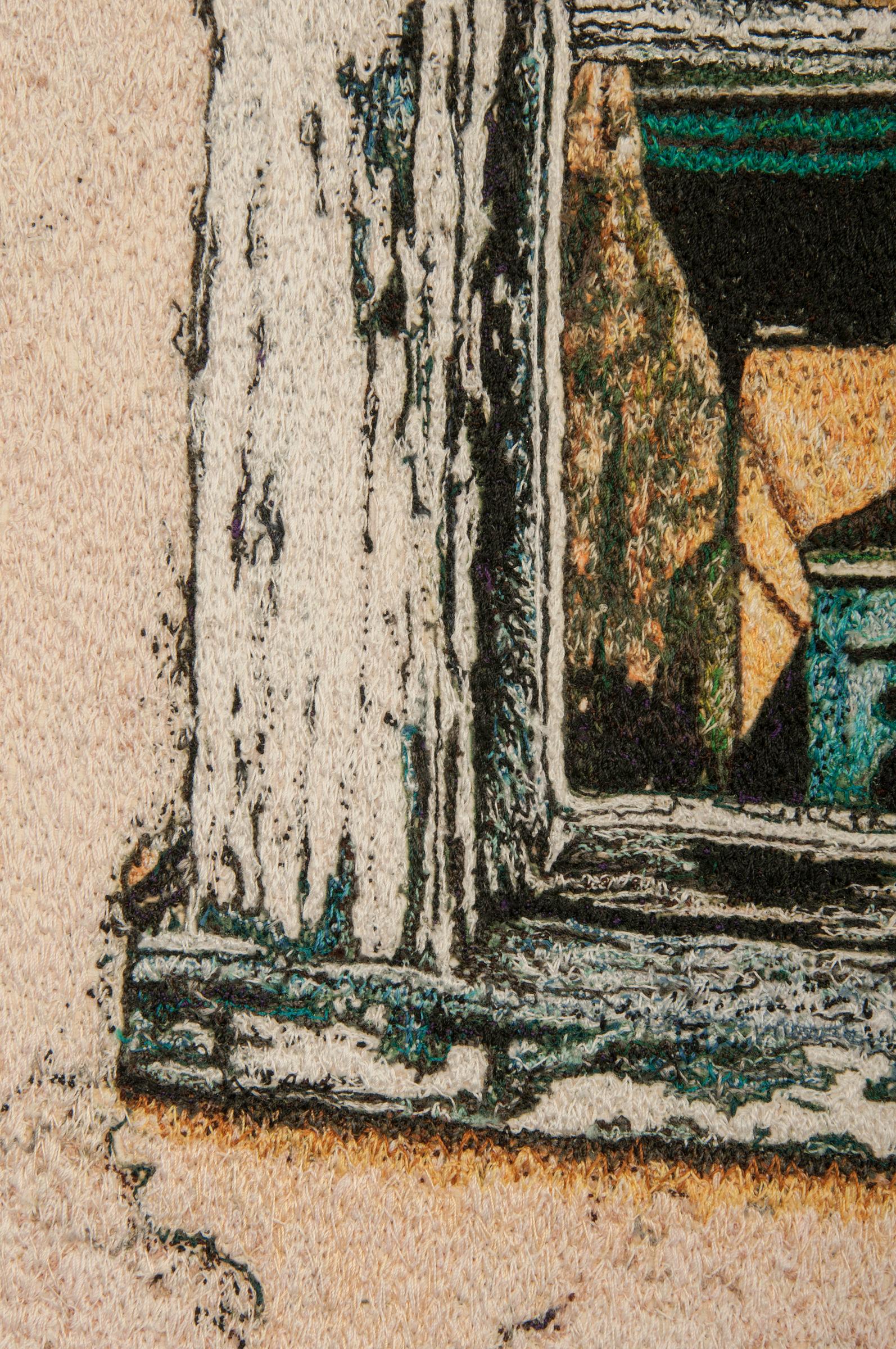 Reflejos de ventana, Carol Shinn, 2016, Bordado enmarcado, Fotorrealismo, Hilo en venta 1