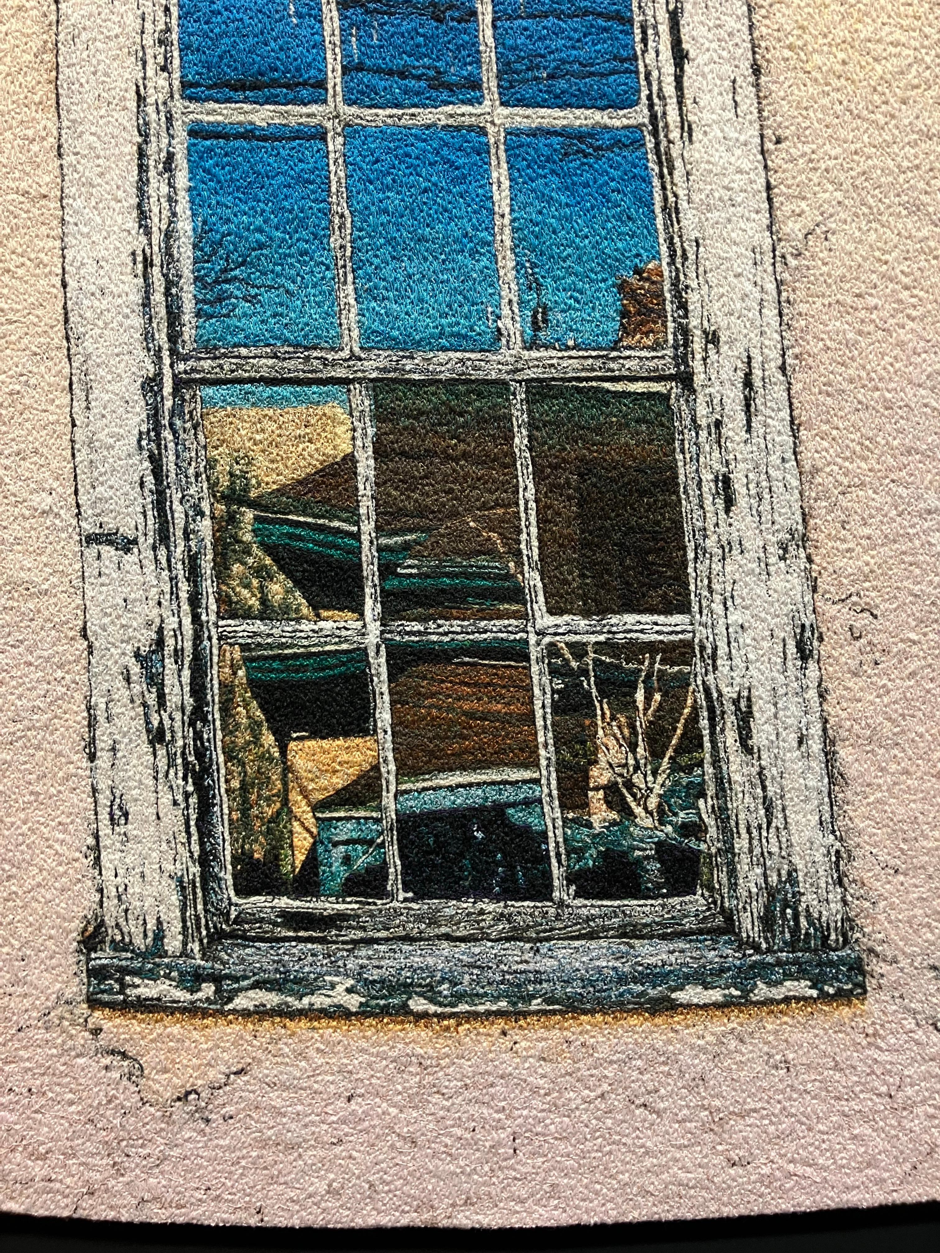Reflejos de ventana, Carol Shinn, 2016, Bordado enmarcado, Fotorrealismo, Hilo en venta 6