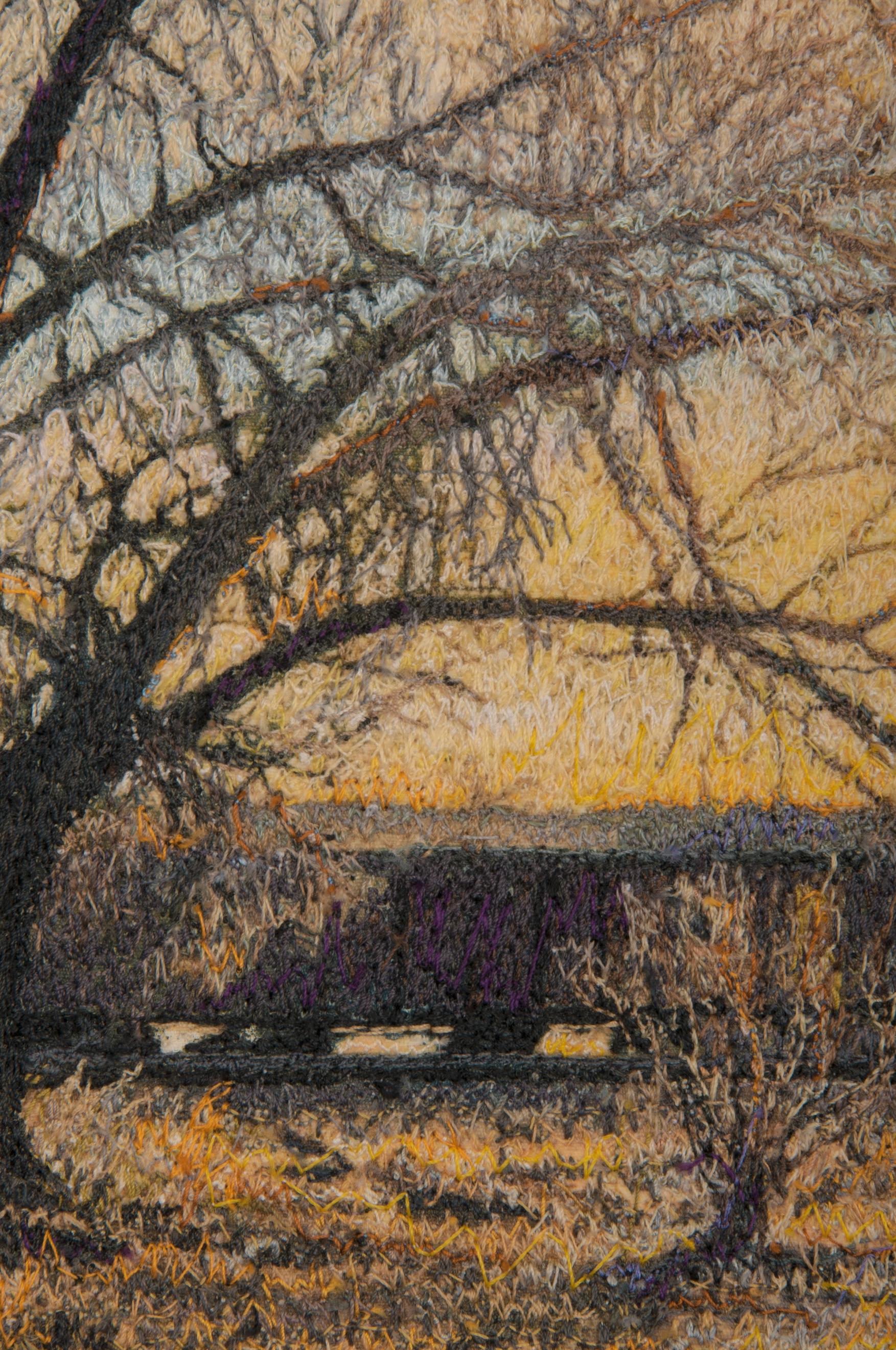 A Winter Cottonwood, Carol Shinn, 2022, broderie encadrée, Photorealism, Nature en vente 1