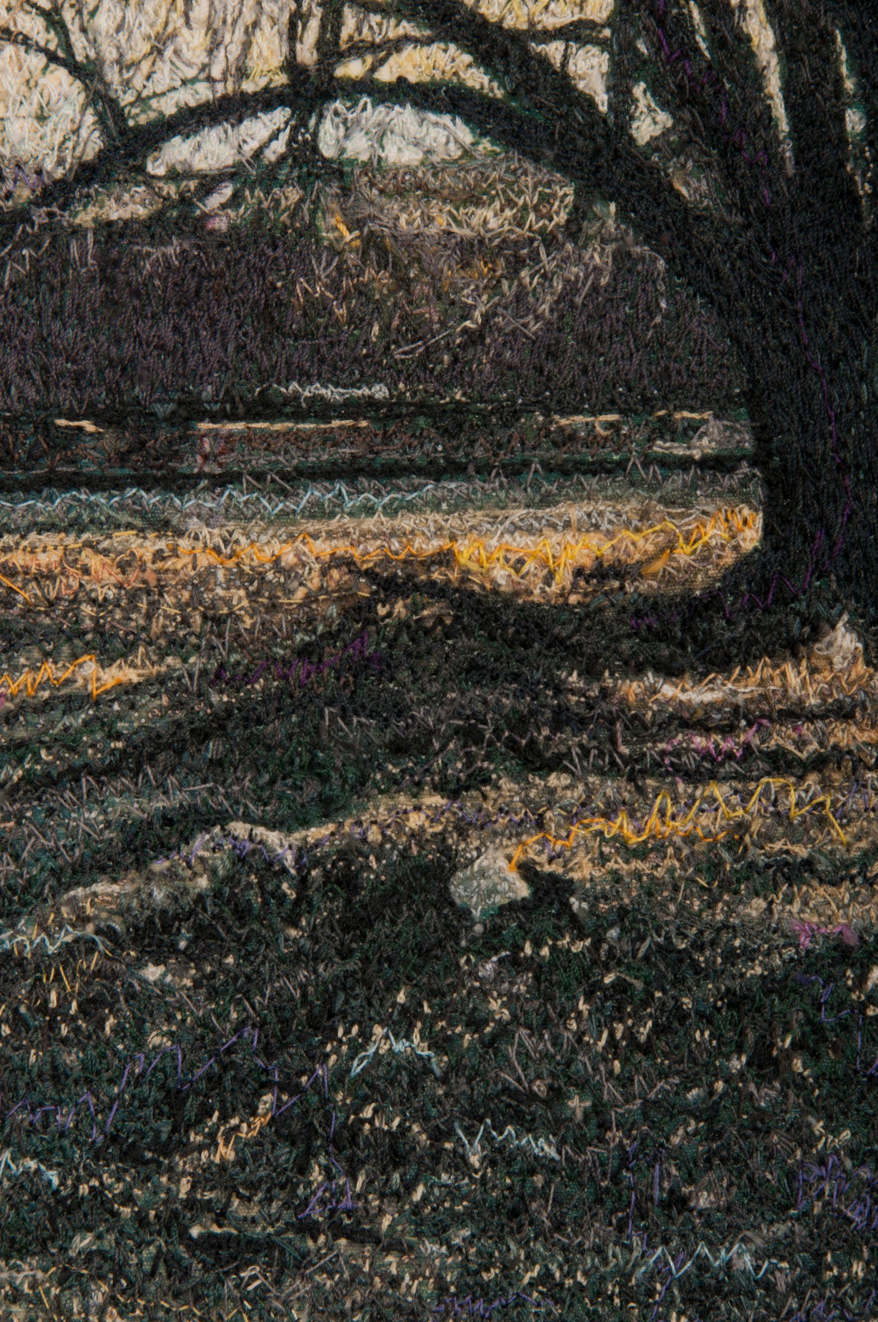 A Winter Cottonwood, Carol Shinn, 2022, broderie encadrée, Photorealism, Nature en vente 2