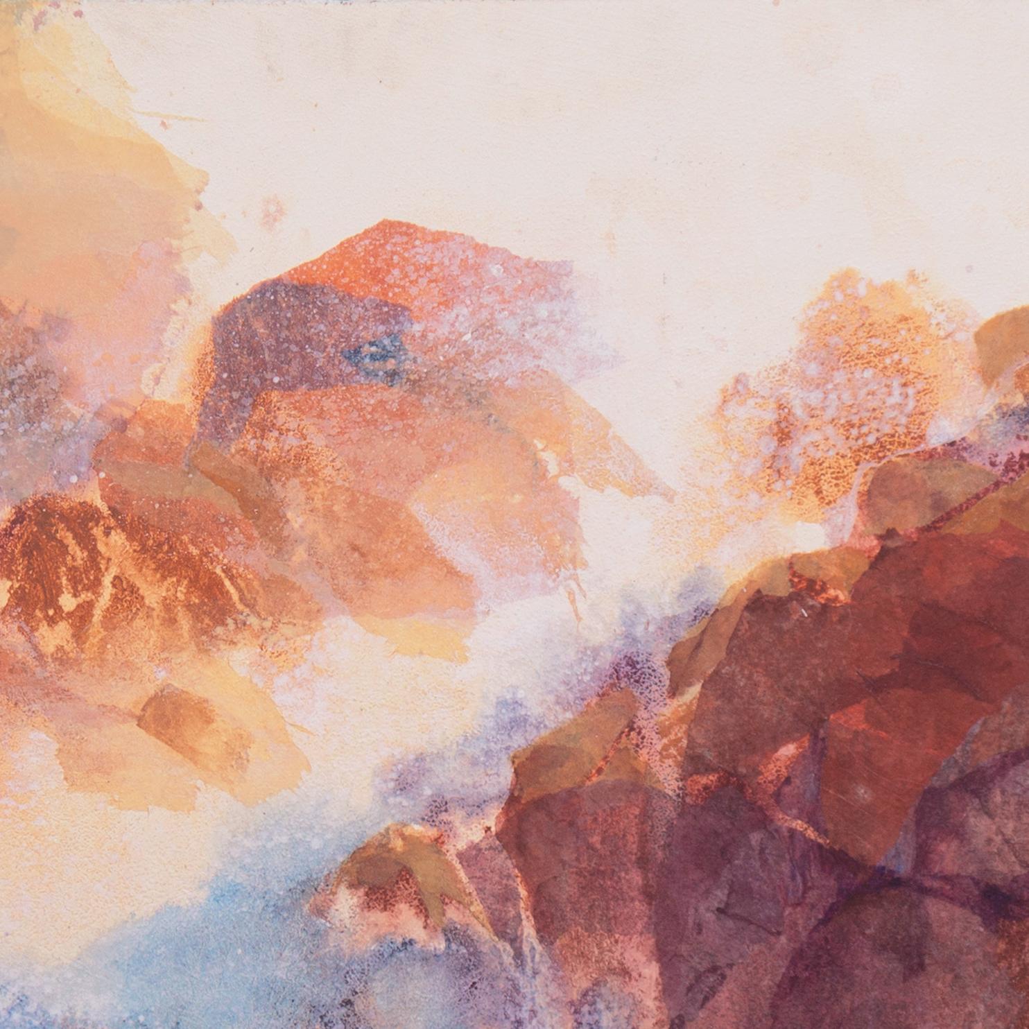 « Surf and Rocks at Sunset » (Surf and Rocks at Sunset), Oakland College of Arts and Crafts, musée - Post-impressionnisme Painting par Carol Sideman