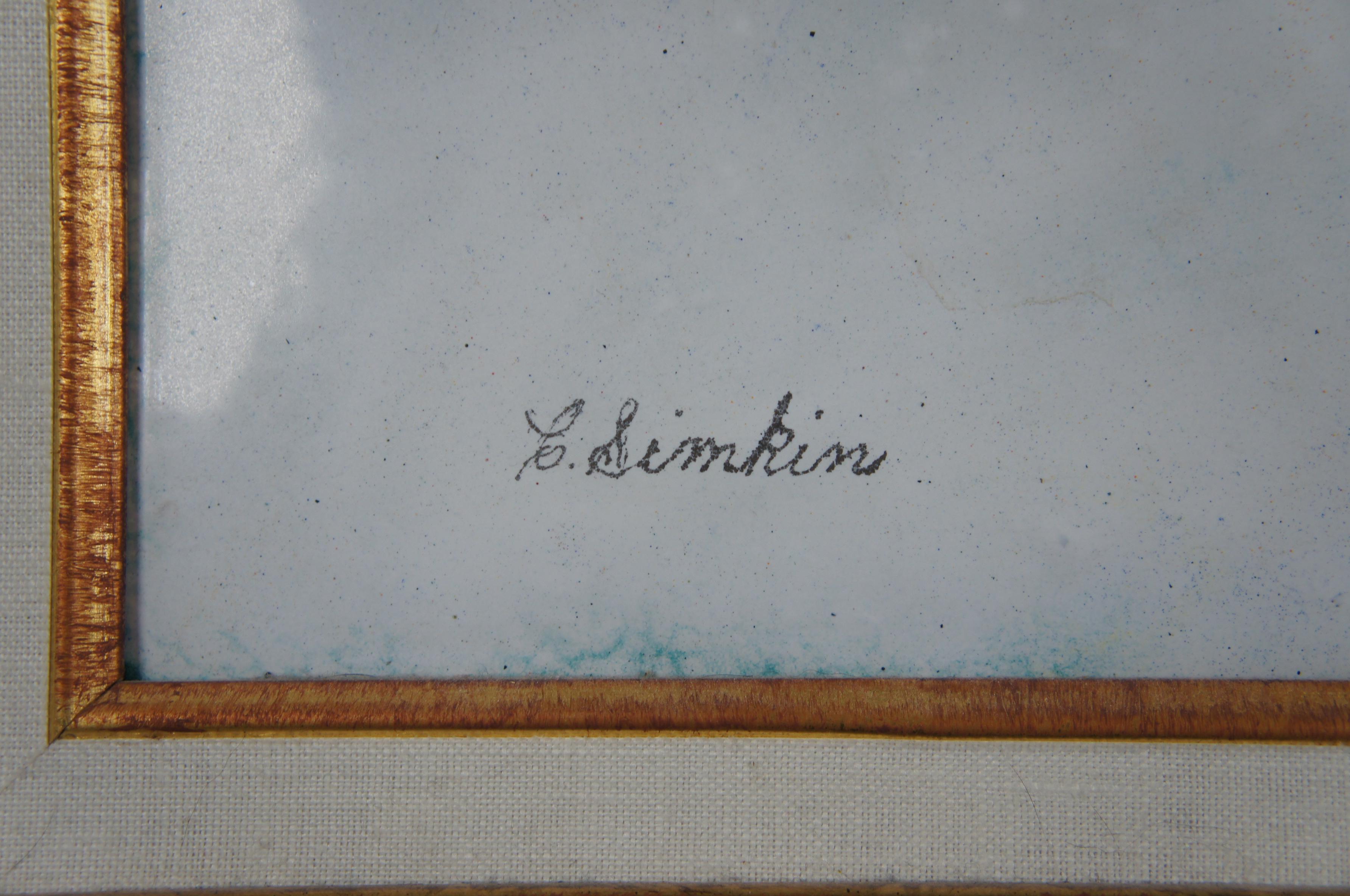 Carol Simkin Enamel on Copper Impressionist Winter Landscape Buggy Framed In Good Condition In Dayton, OH