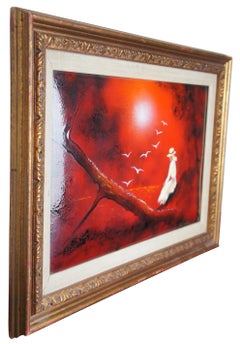 Carol Simkin Enamel on Copper Red Landscape Seascape Ocean Figural Portrait