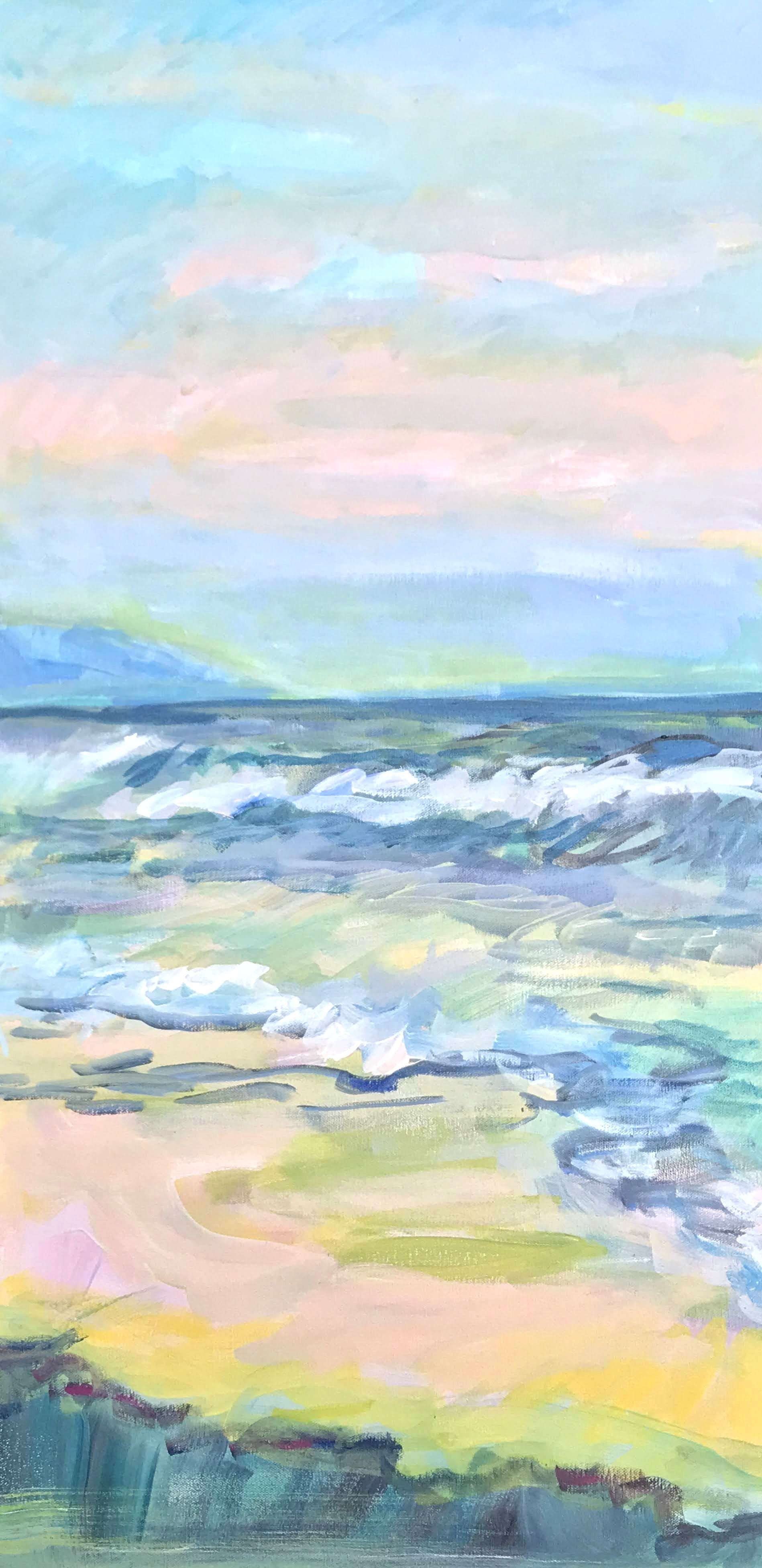 Playa al atardecer, Pintura, Acrílico sobre lienzo - Painting de Carol Steinberg