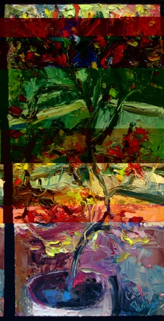 Porch Bougainvillea, Painting, Oil on MDF Panel