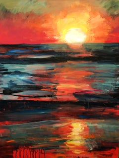 Santa Monica Sunset, Painting, Acrylic on Canvas