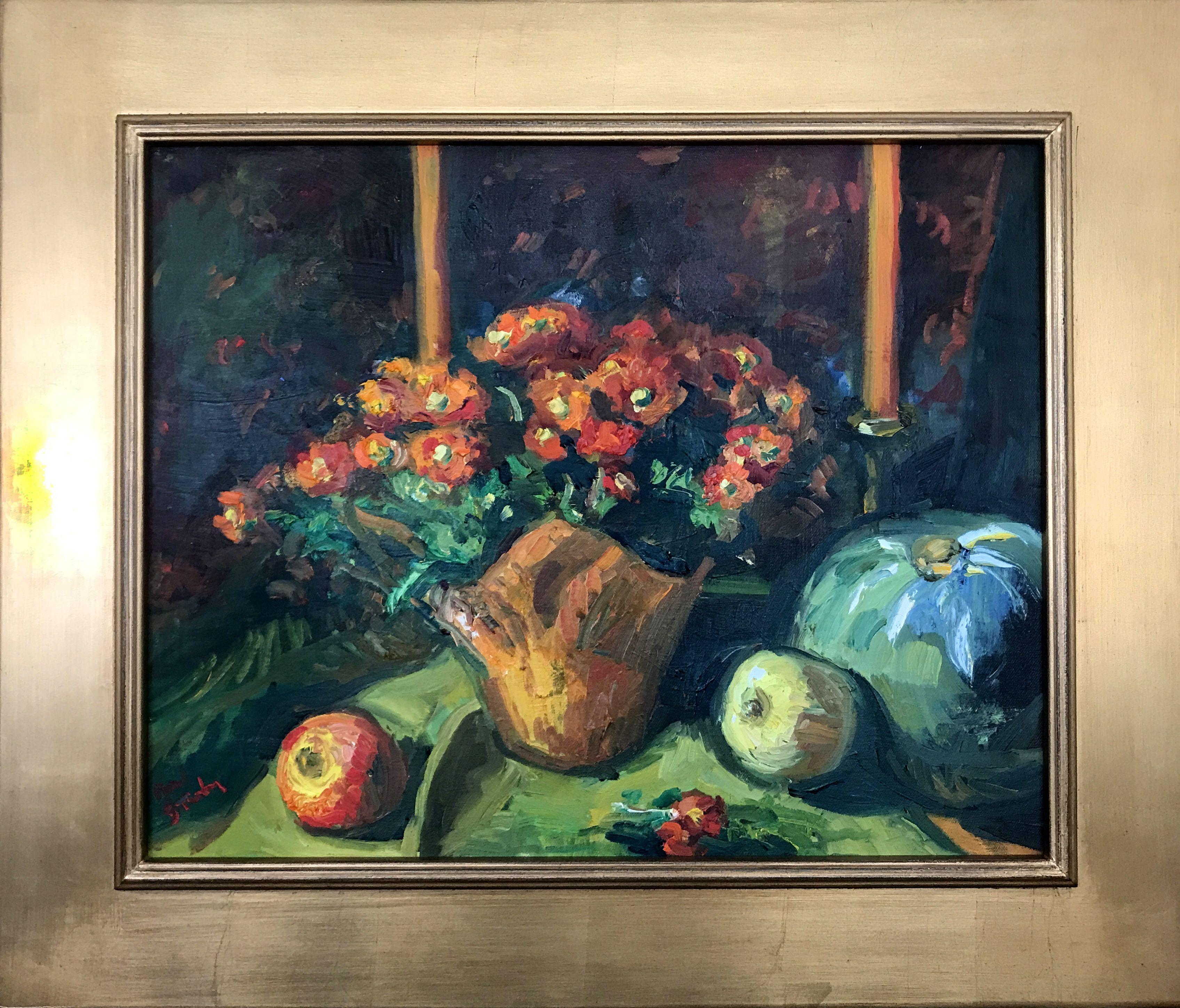 Thanksgiving Plant with Kabocha, Painting, Oil on MDF Panel im Angebot 1