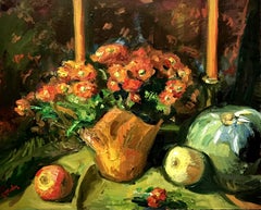 Thanksgiving Plant with Kabocha, Painting, Oil on MDF Panel
