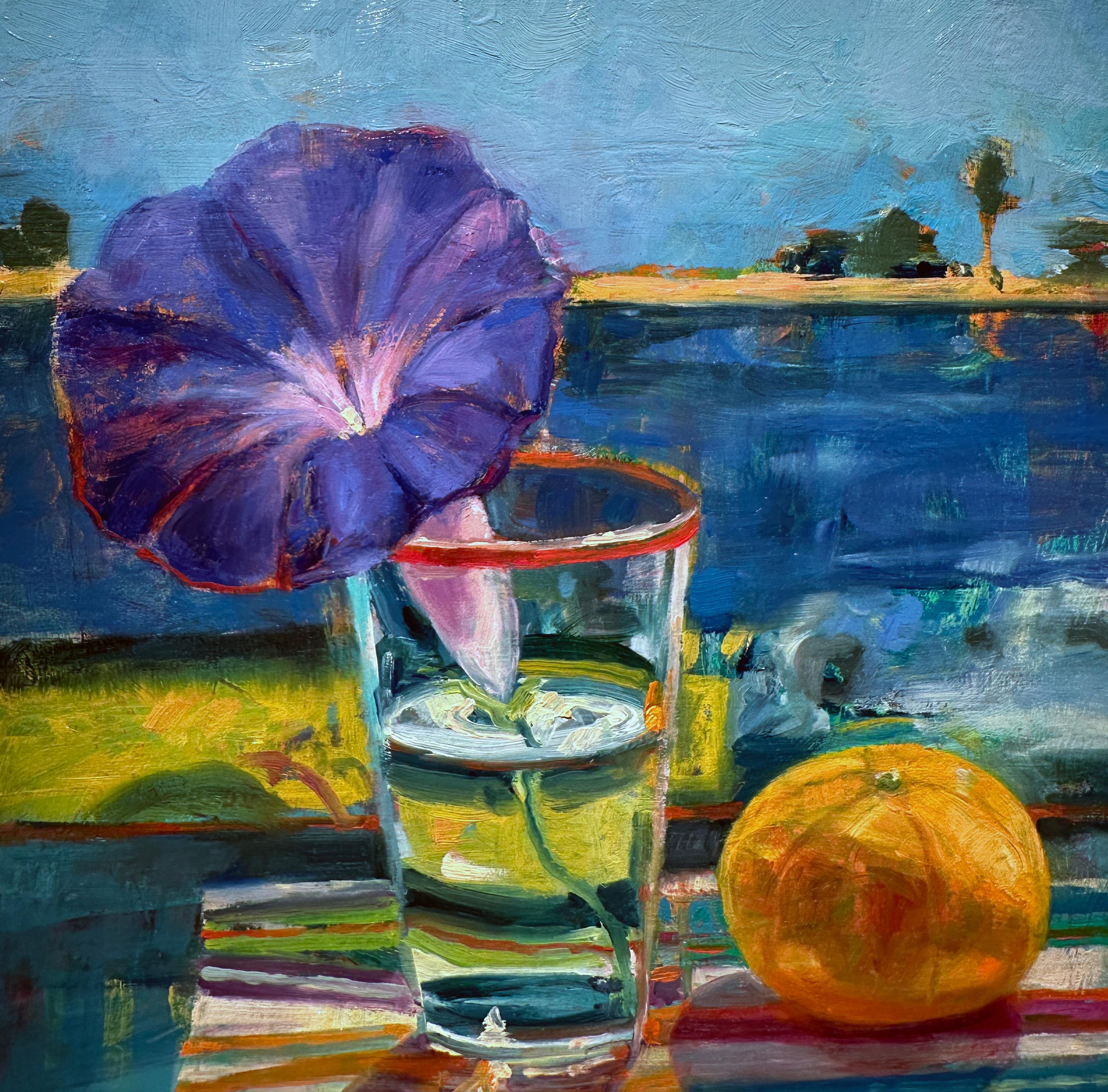 Morning Glory, Clementine - Colorata pittura ad olio di natura morta impressionista - Painting Impressionismo di Carol Stewart