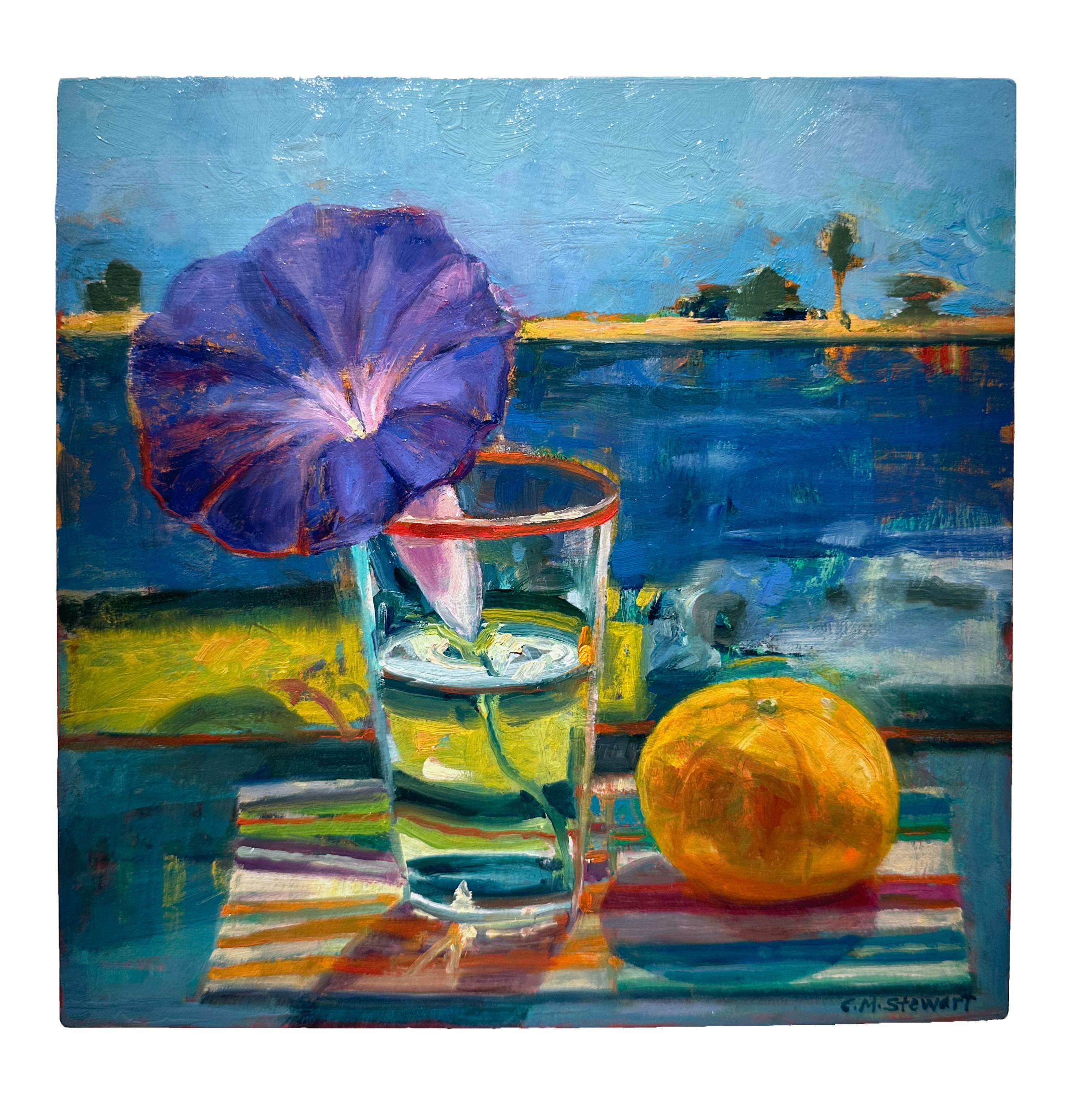 Morning Glory, Clementine - Colorata pittura ad olio di natura morta impressionista in vendita 3