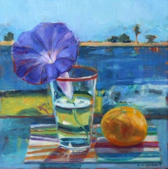 Gloire du matin, Clementine - Nature morte impressionniste colorée, peinture à l'huile