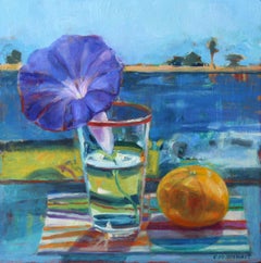 Morning Glory, Clementine - Pintura al óleo de naturaleza muerta impresionista llena de color